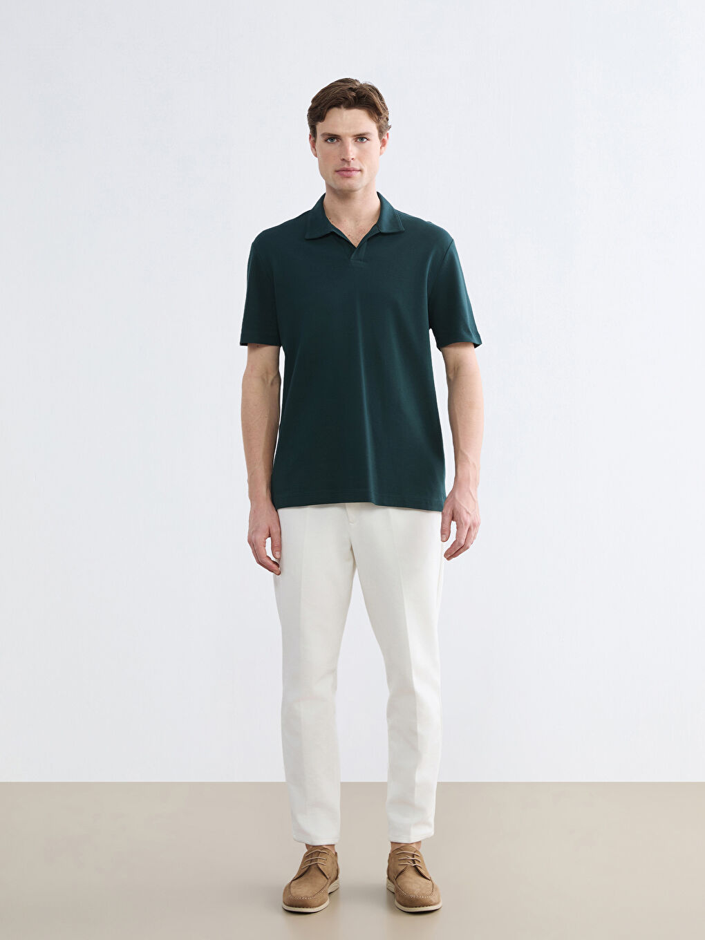 Petrol Polo Yaka Pike Erkek Tişört -1