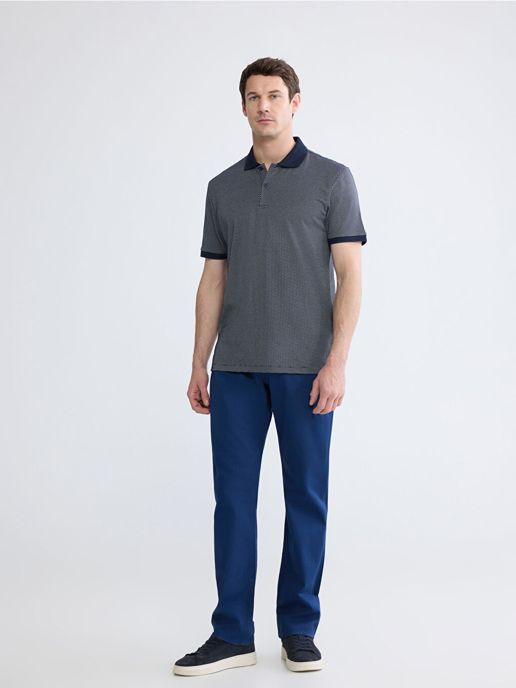 Lacivert Polo Yaka Pike Erkek Tişört-1