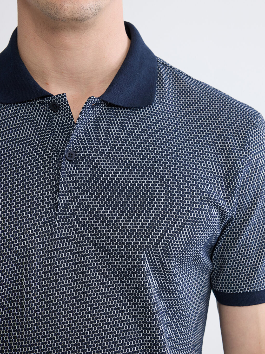 Lacivert Polo Yaka Pike Erkek Tişört-2