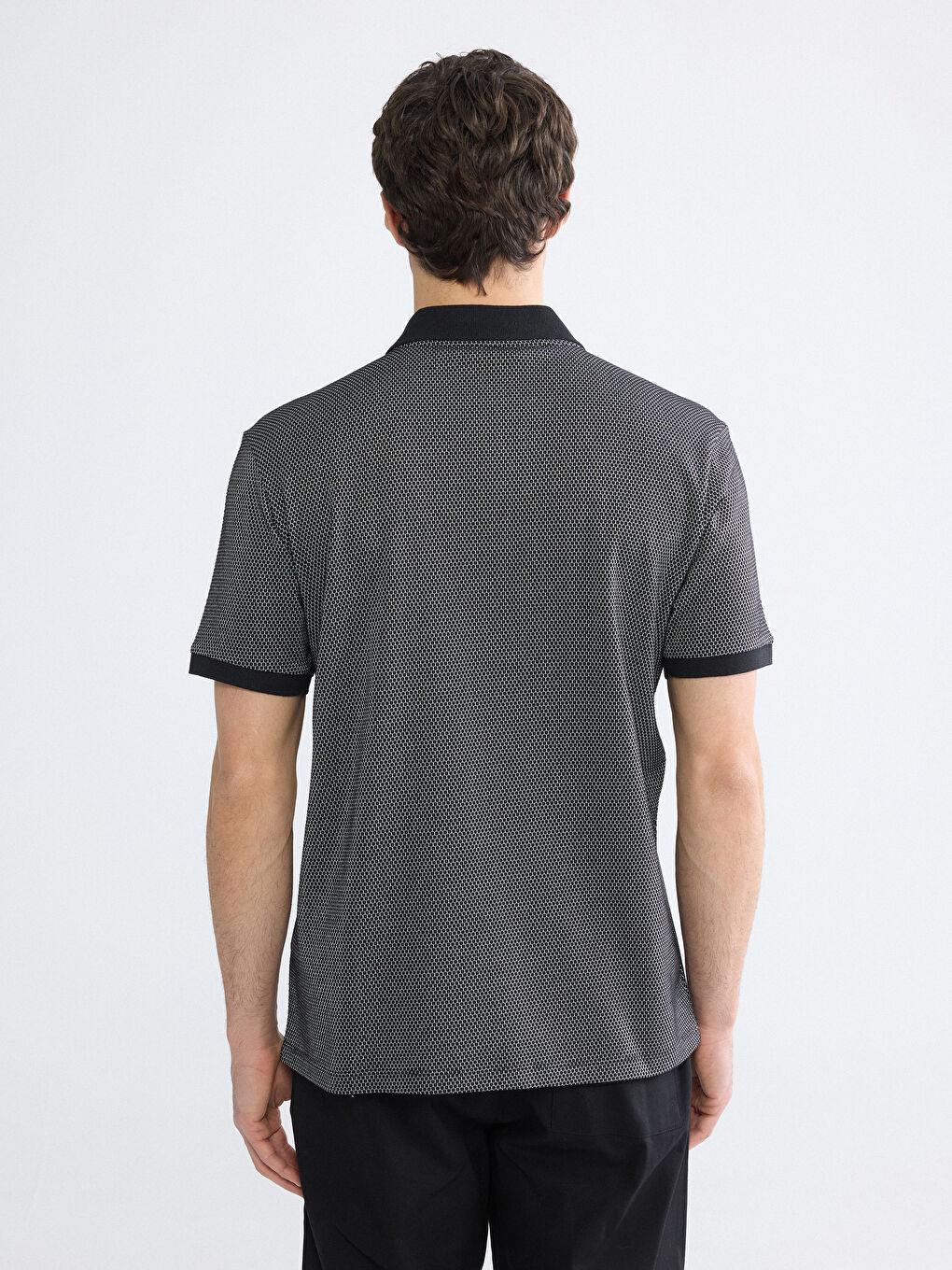 Siyah Polo Yaka Pike Erkek Tişört-2