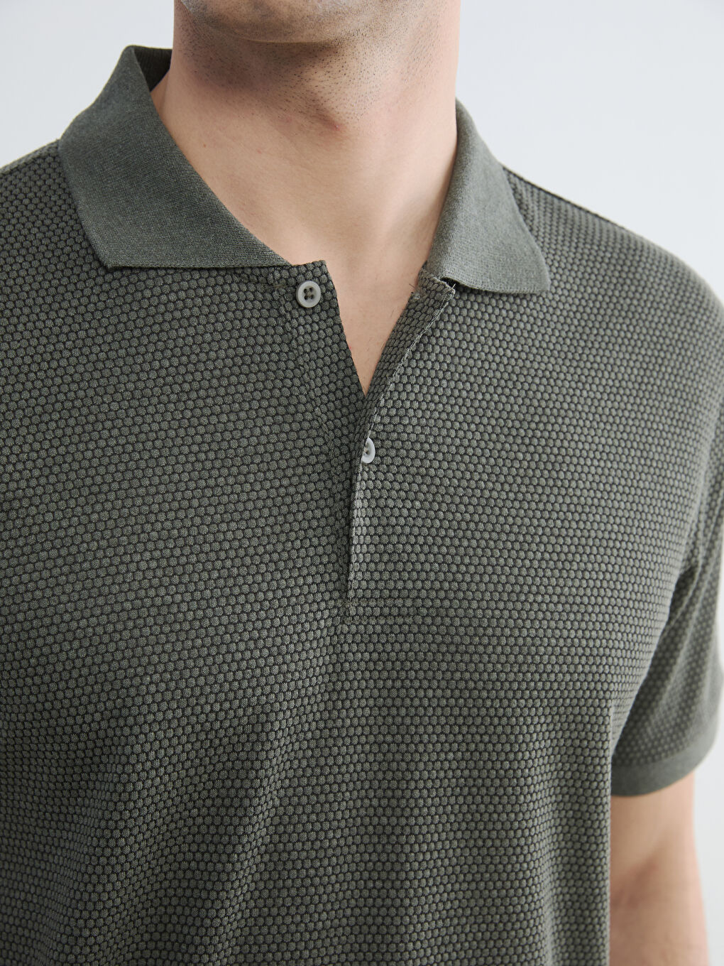 Haki Polo Yaka Pike Erkek Tişört-2