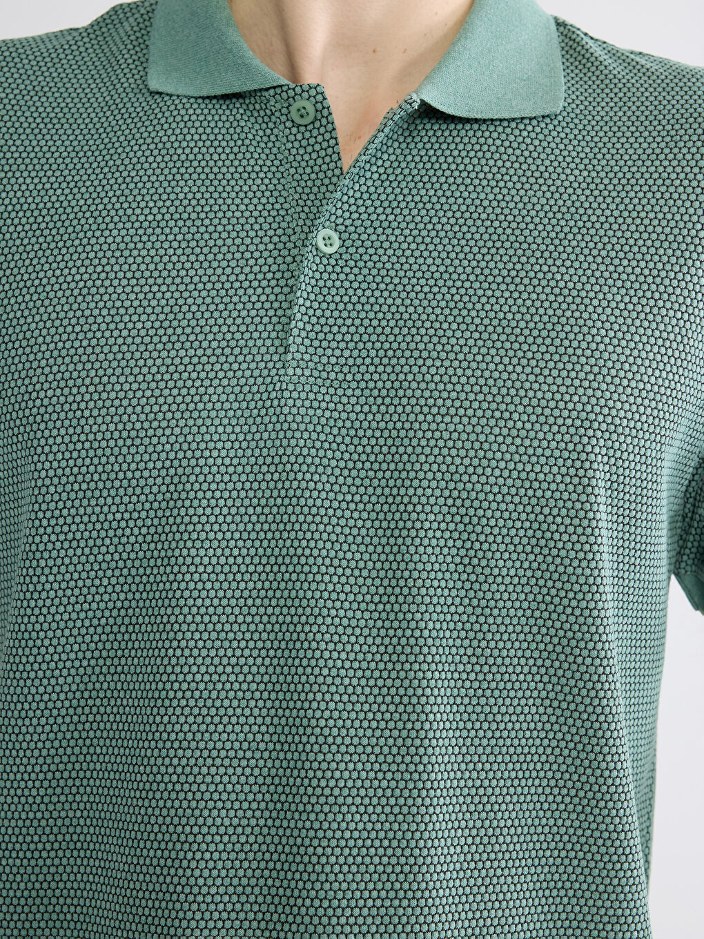 Yeşil Polo Yaka Pike Erkek Tişört-2