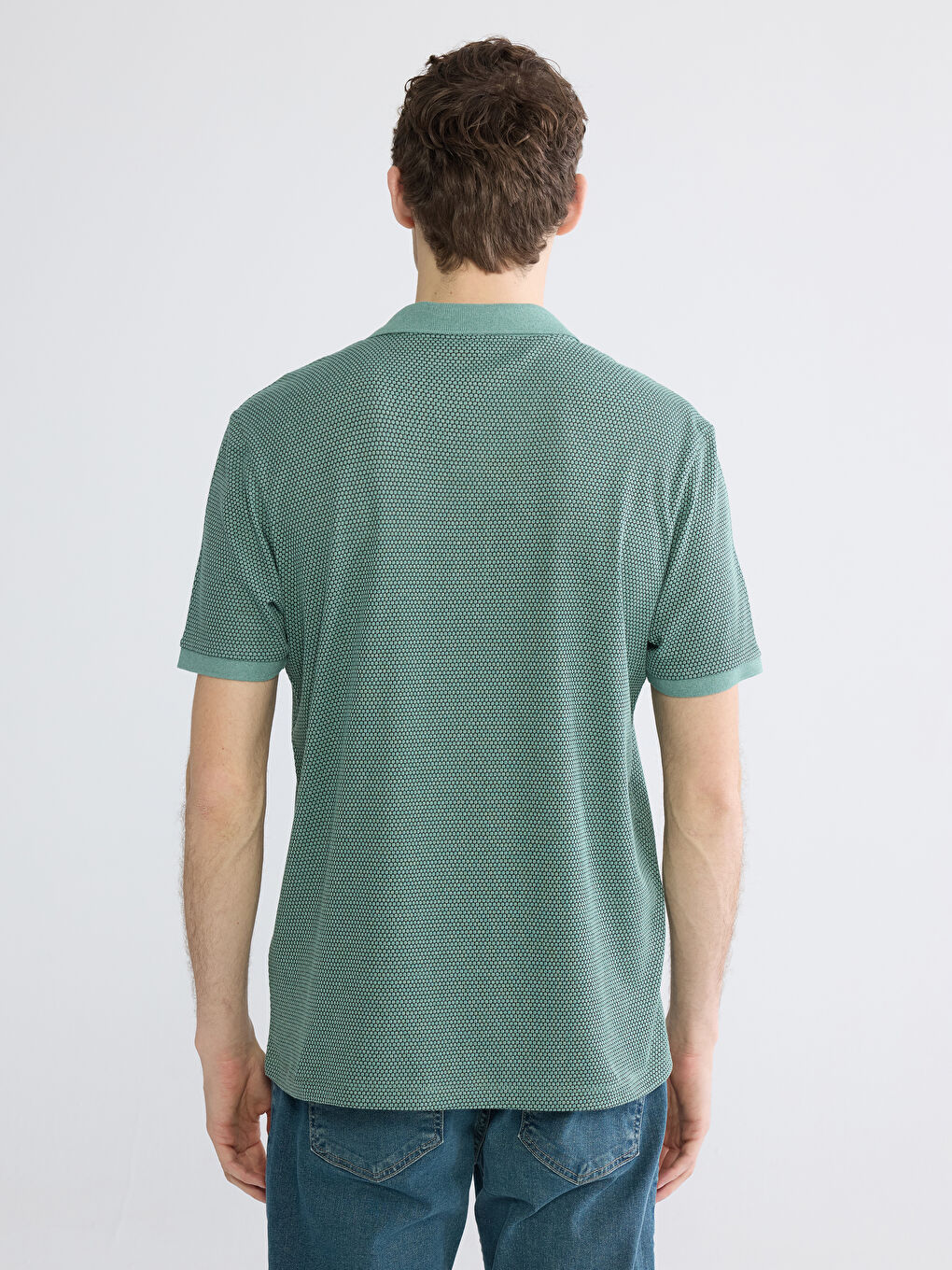 Yeşil Polo Yaka Pike Erkek Tişört-3