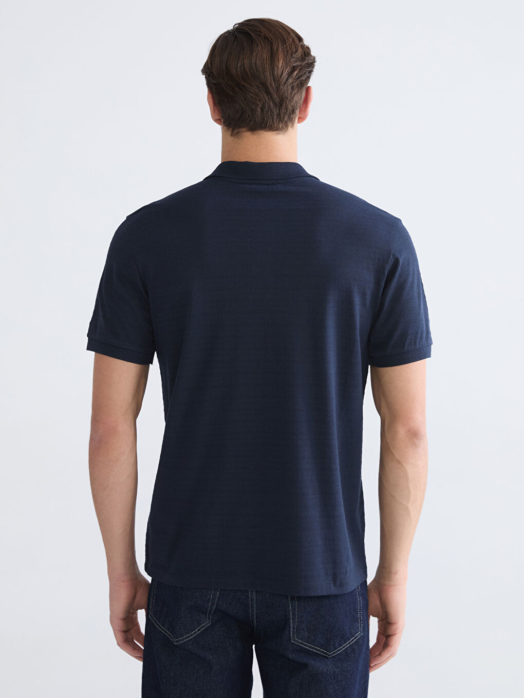 Lacivert Polo Yaka Pike Erkek Tişört-3