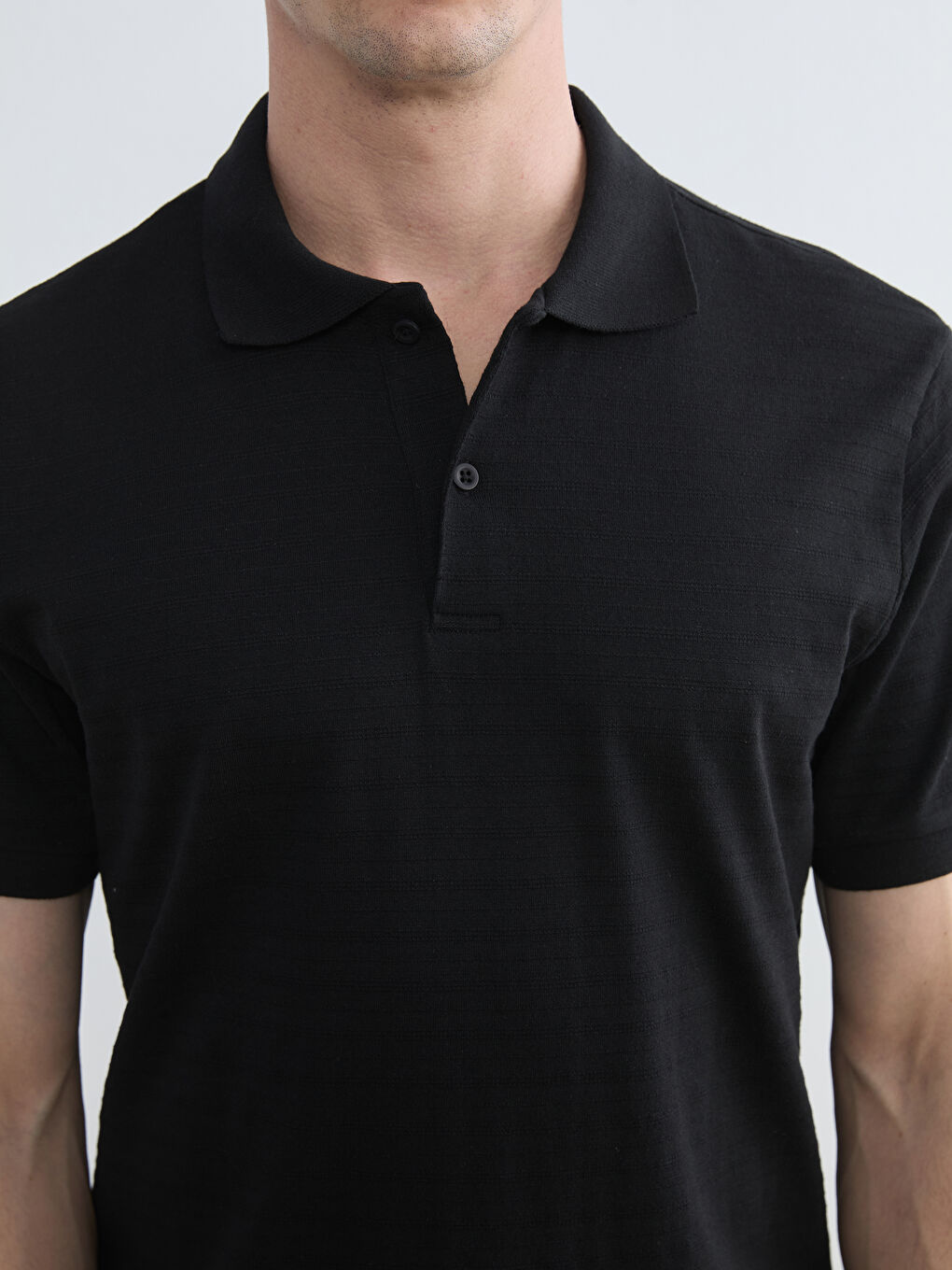 Siyah Polo Yaka Pike Erkek Tişört-2