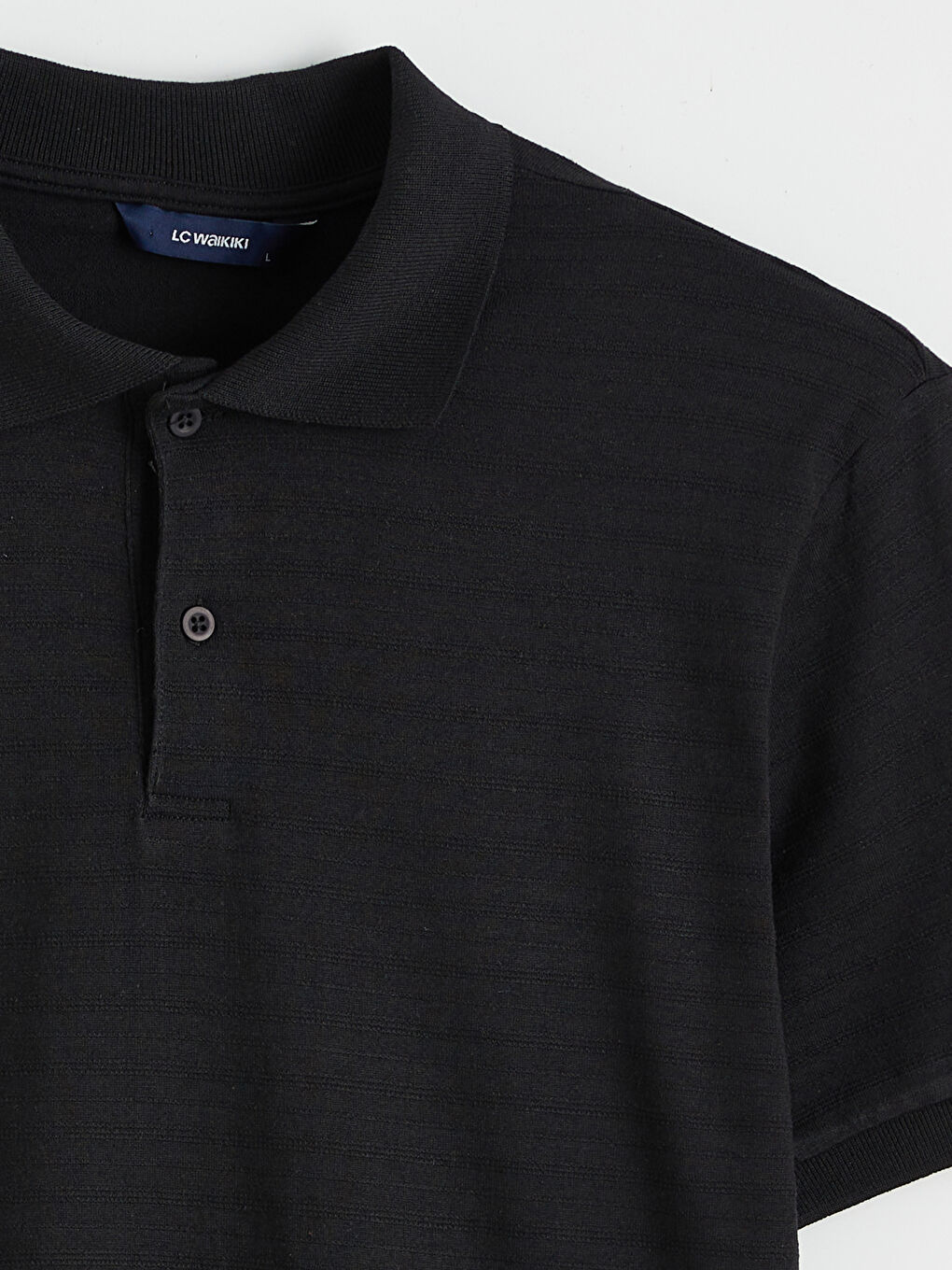 Siyah Polo Yaka Pike Erkek Tişört-5