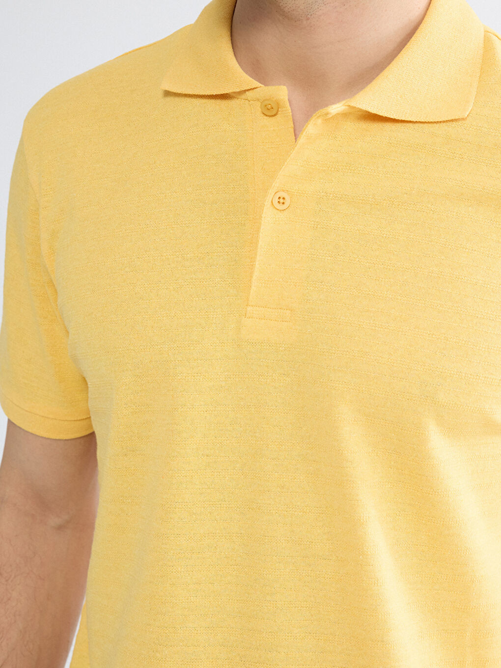 Sarı Polo Yaka Pike Erkek Tişört-2
