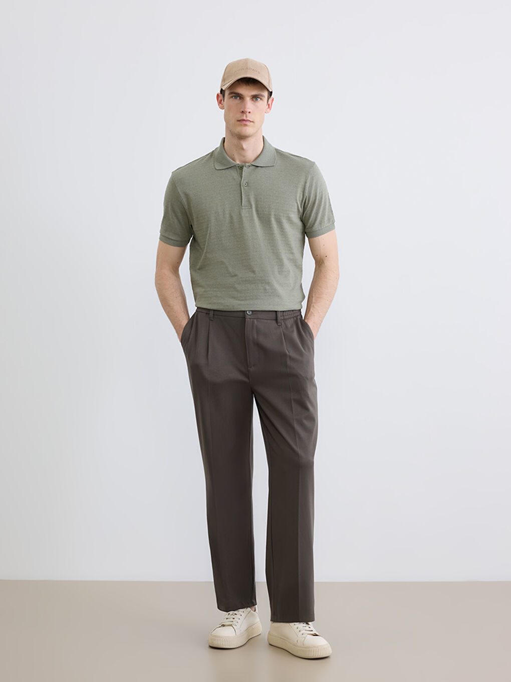 Yeşil Polo Yaka Pike Erkek Tişört-1