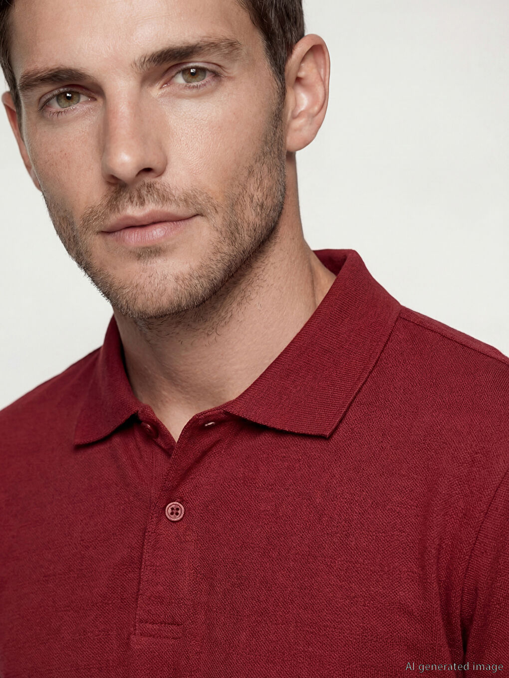 Bordo Polo Yaka Pike Erkek Tişört-2