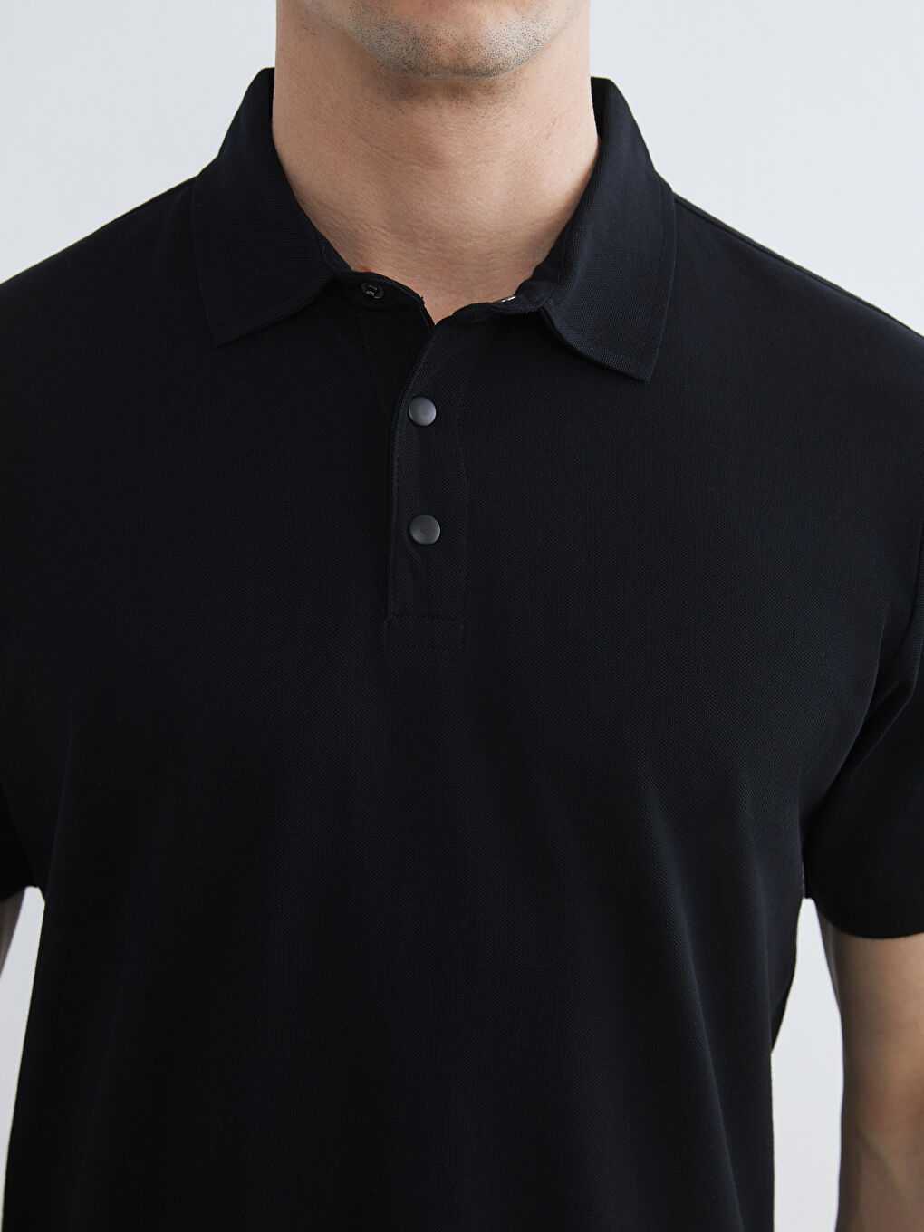 Siyah Polo Yaka Erkek Tişört-2