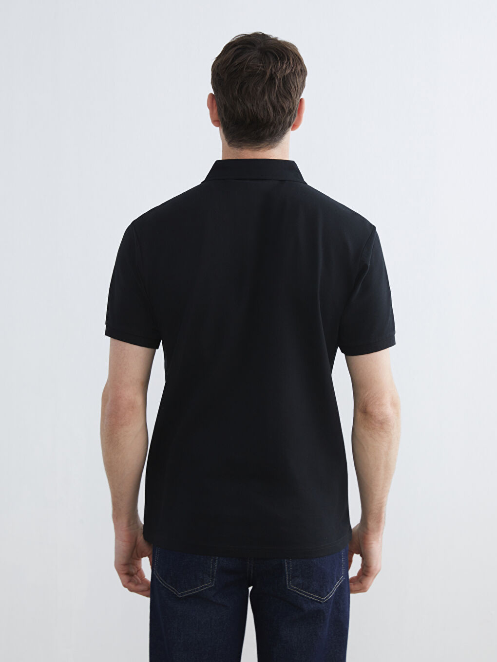 Siyah Polo Yaka Erkek Tişört-3