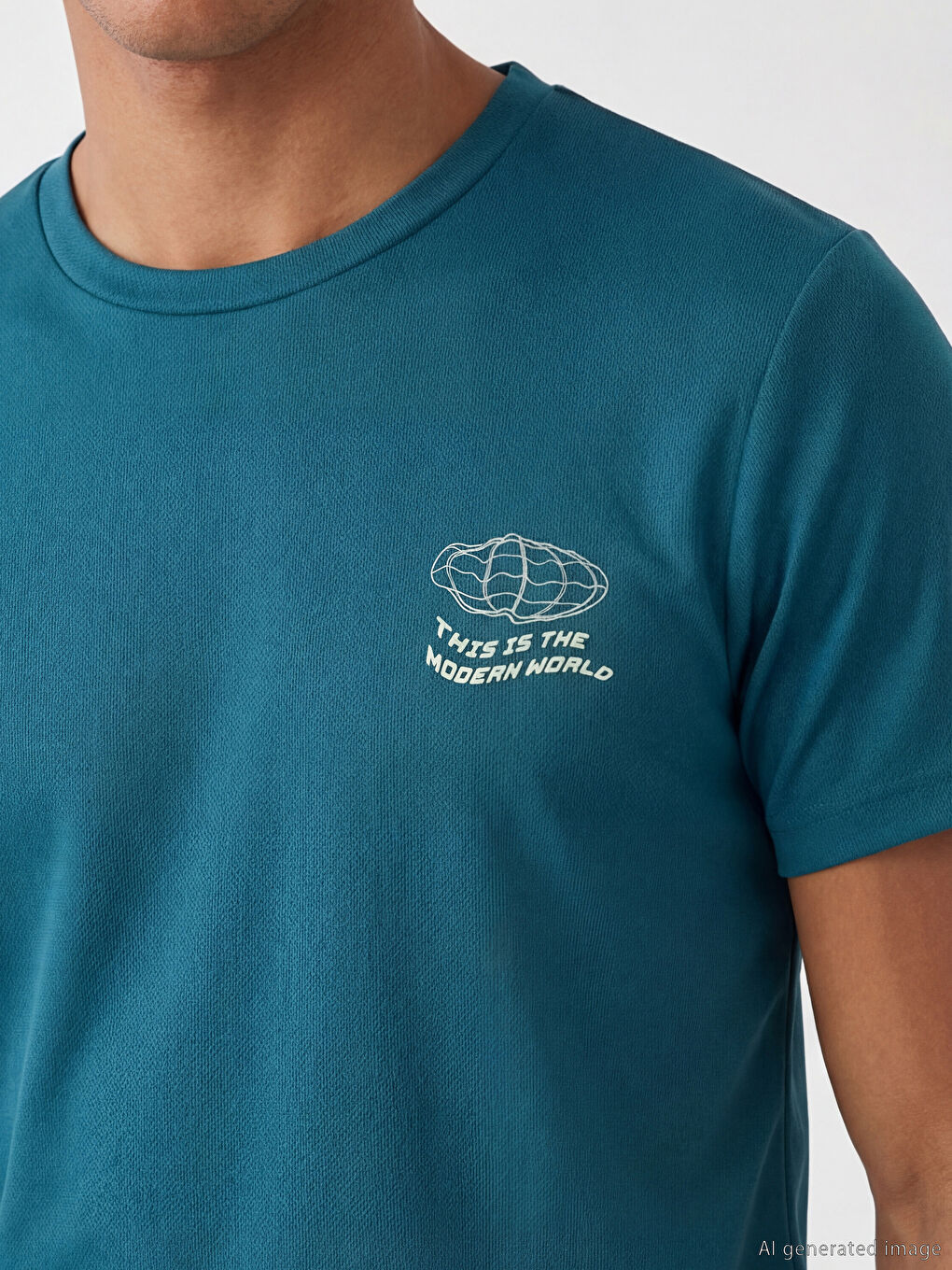 Petrol Slim Fit Baskılı Erkek Spor Tişört-2