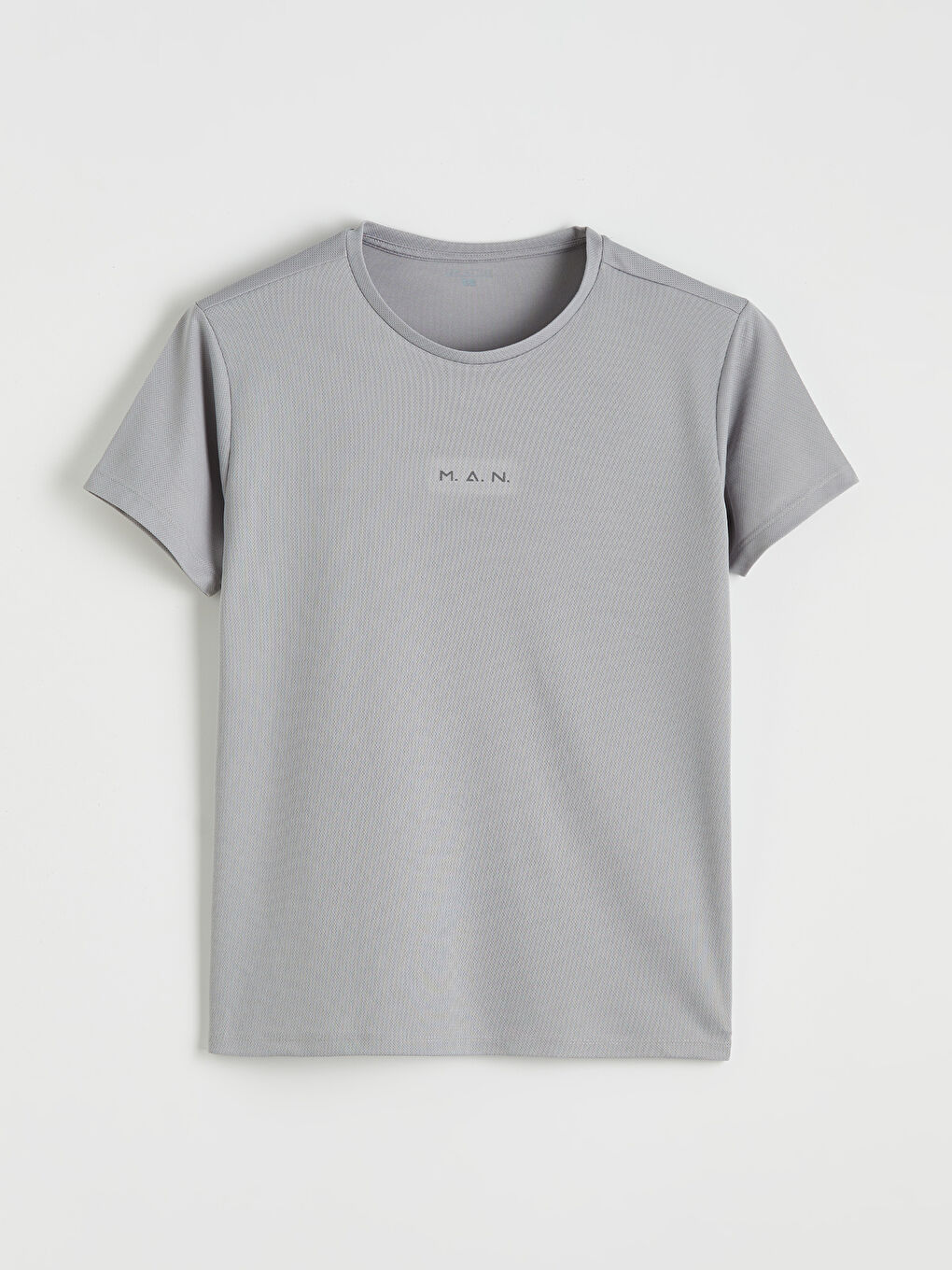 Gri Bisiklet Yaka Baskılı Erkek Spor Tişört-4