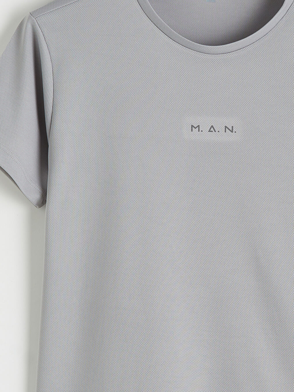 Gri Bisiklet Yaka Baskılı Erkek Spor Tişört-5