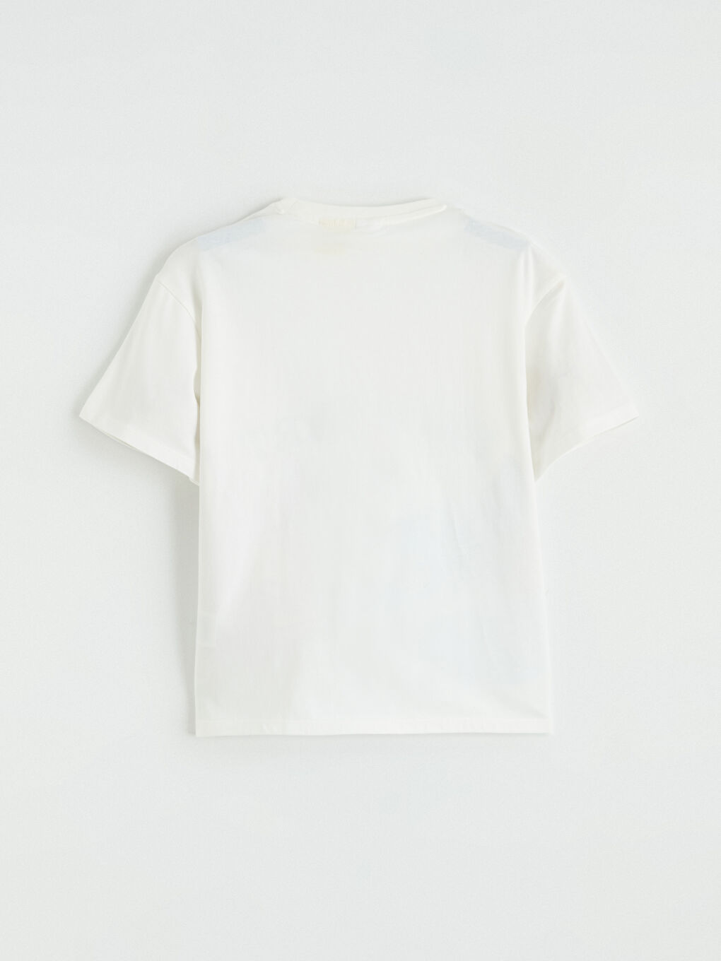 Ekru Bisiklet Yaka Stitch ve Angel Baskılı Kız Çocuk Tişört-2