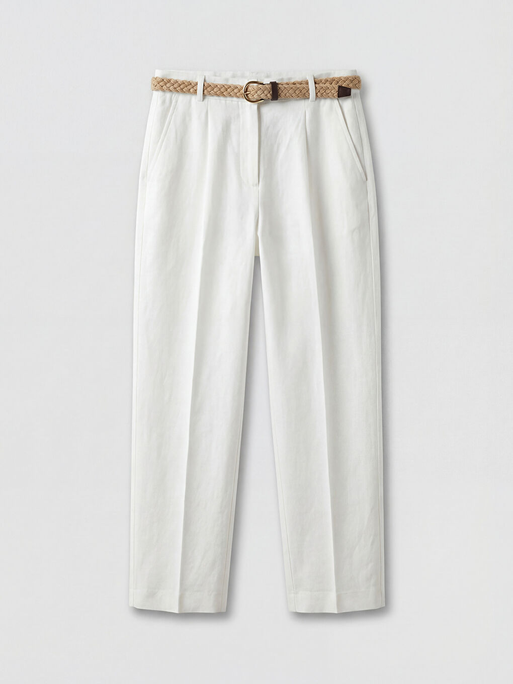 Woman ECRU Trousers-3