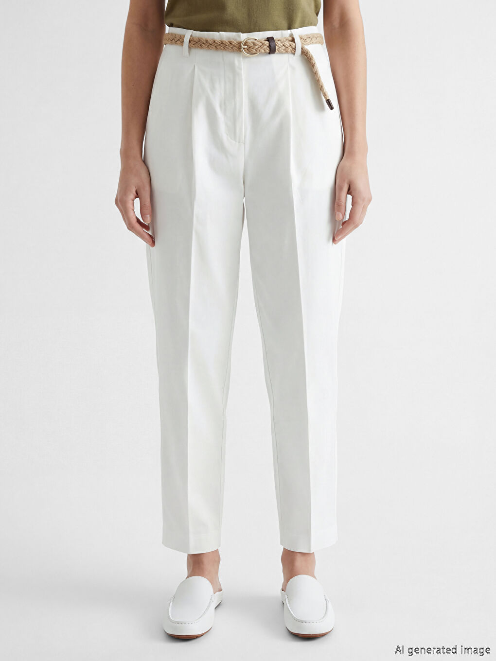 Woman ECRU Trousers-1