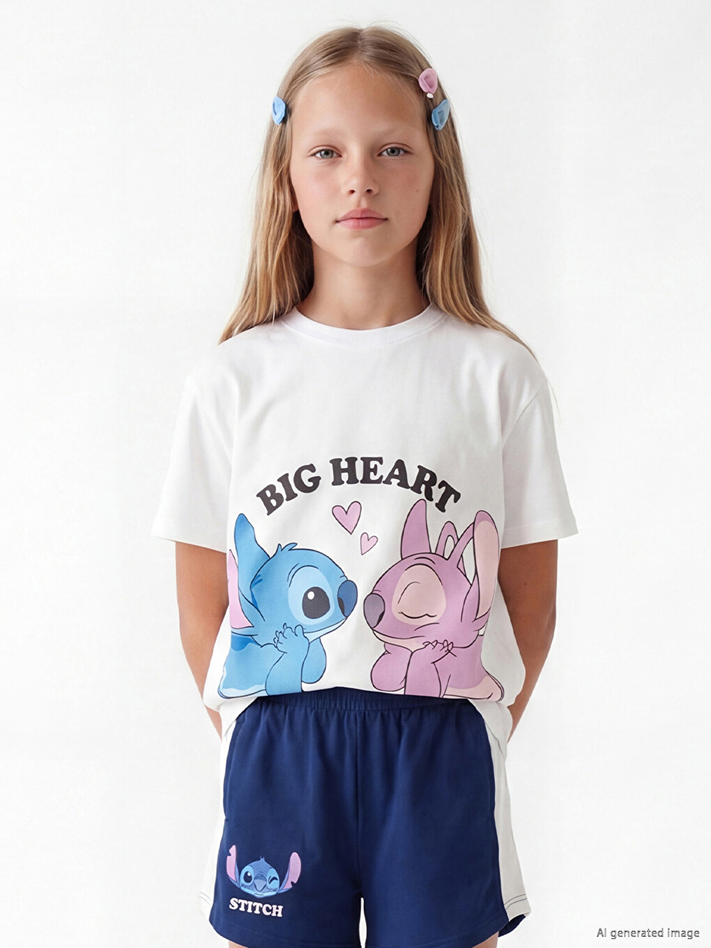 Stitch Printed Girls' Shorts-1