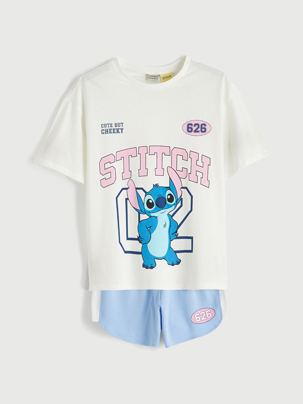 Stitch Printed Girls' T-shirt and Shorts