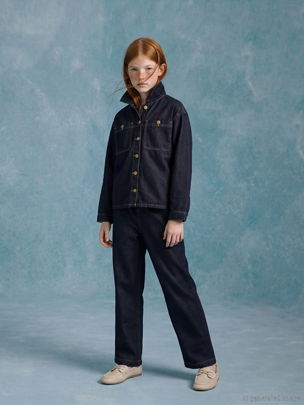 Girls' Wide-Leg Jean Trousers