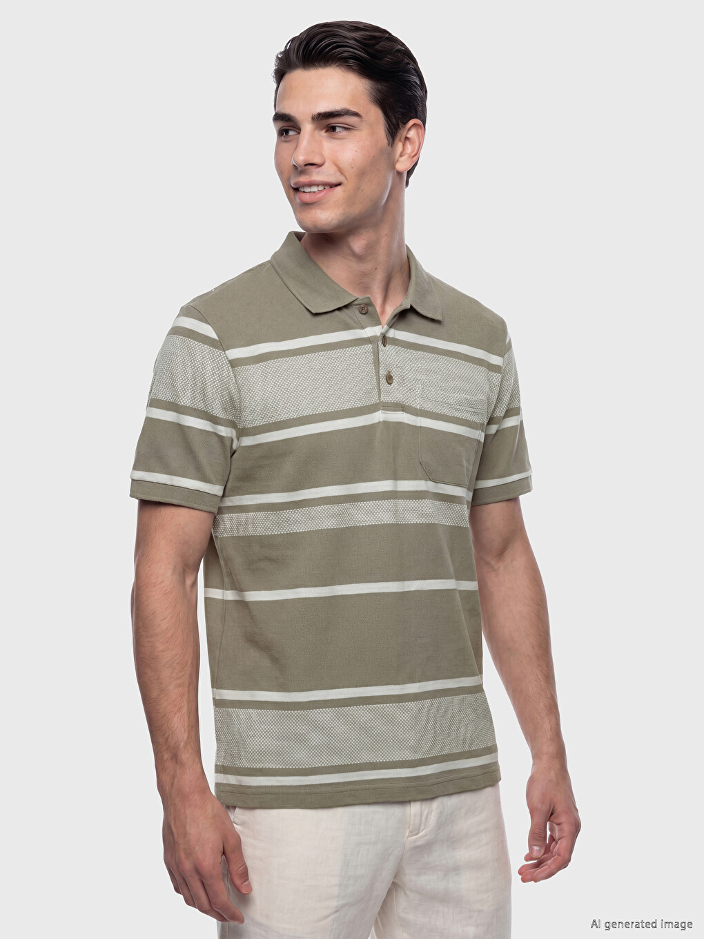 Polo Collar Striped Structured Men's T-Shirt