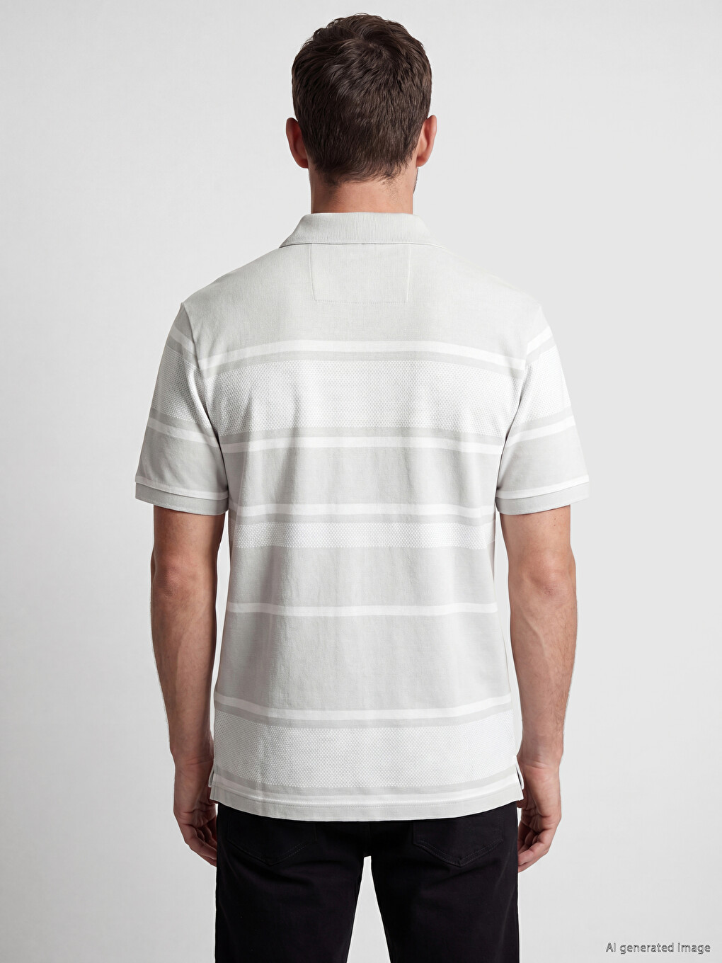 T-shirt me jakë polo me shirita për burra-3