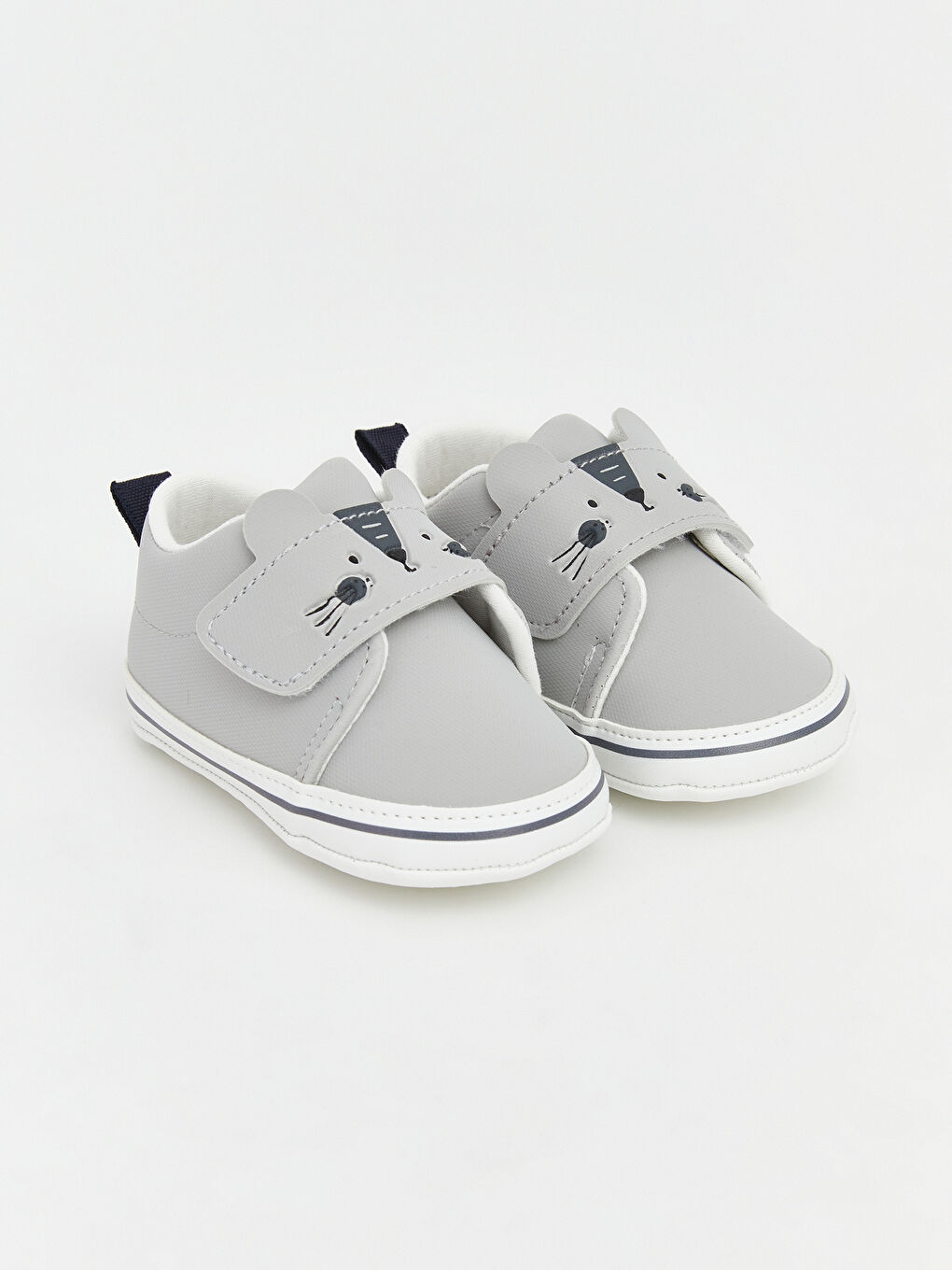 Gri Erkek Bebek Hayvan Figürlü Yürüme Öncesi Ayakkabı