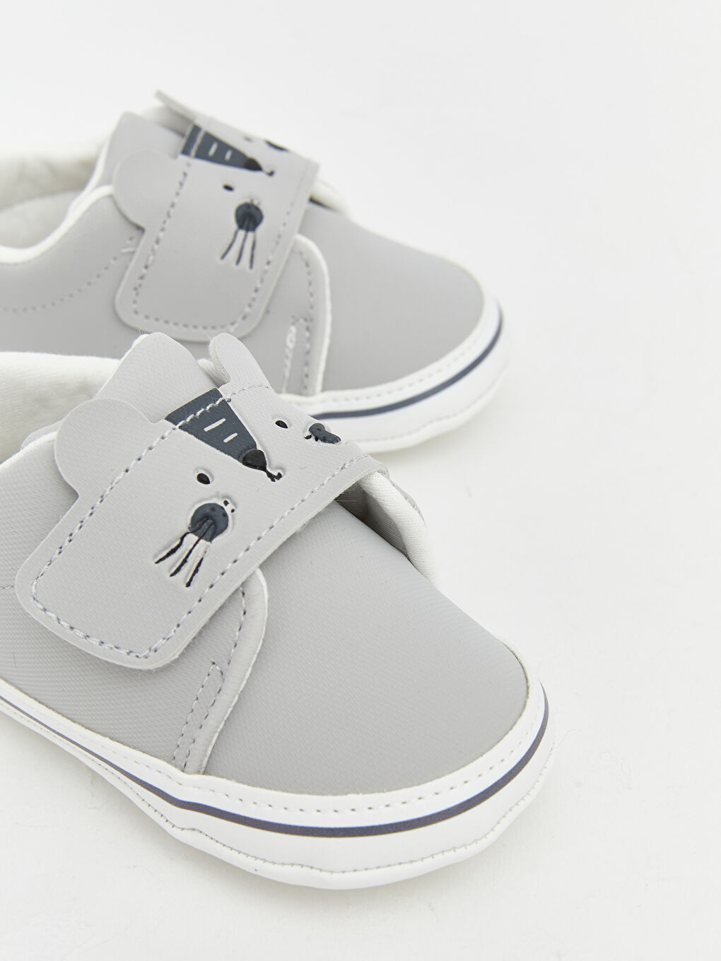 Gri Erkek Bebek Hayvan Figürlü Yürüme Öncesi Ayakkabı-2