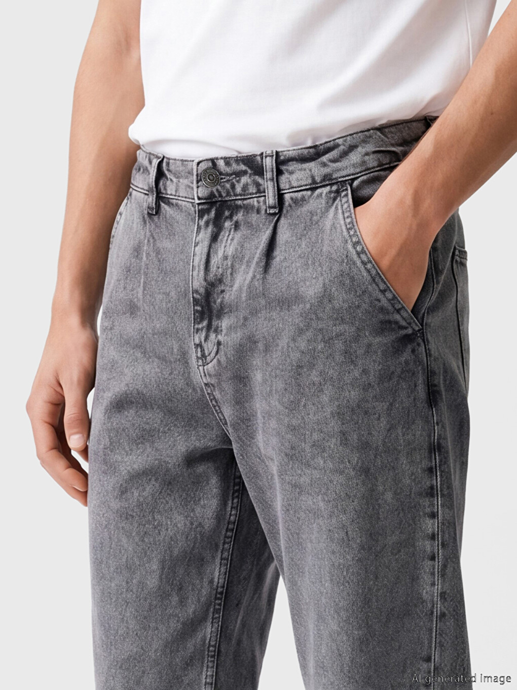 Gri 800 Balloon Fit Erkek Jean Pantolon-2