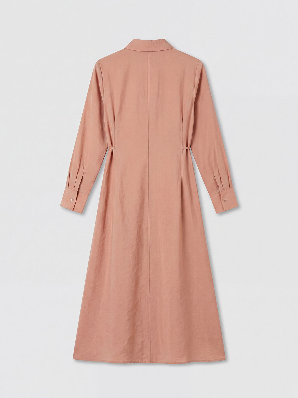 Pembe Beli Bağlamalı Modal Karışımlı Gömlek Elbise-1