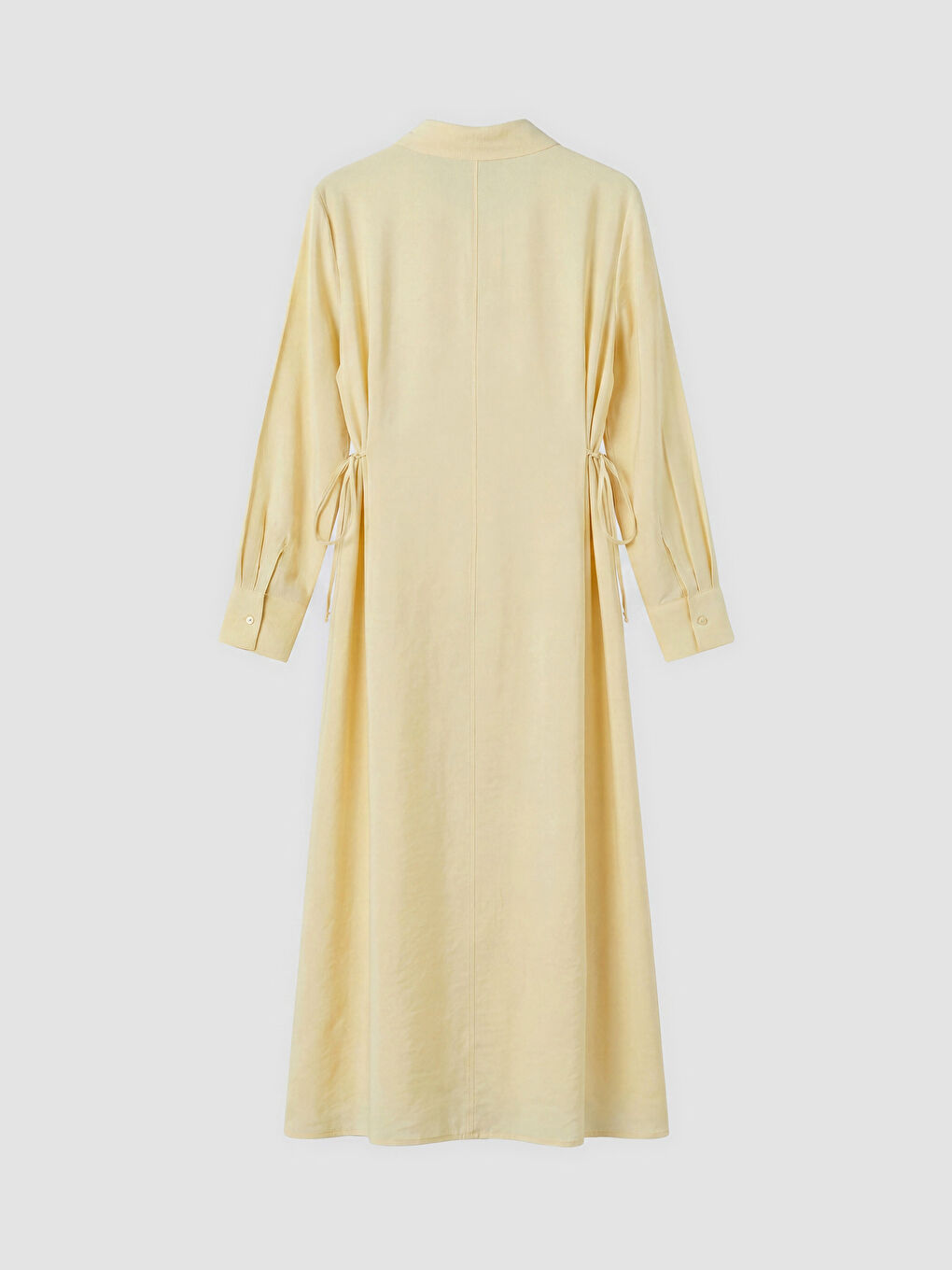 Sarı Beli Bağlamalı Modal Karışımlı Gömlek Elbise-1