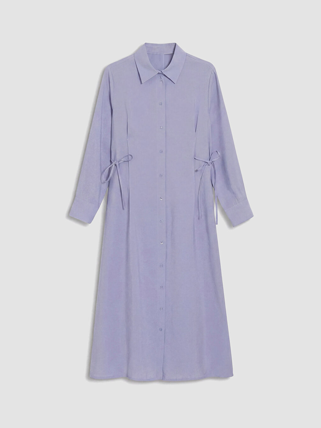 Mavi Gömlek Yaka Kadın Gabardin Gömlek Elbise