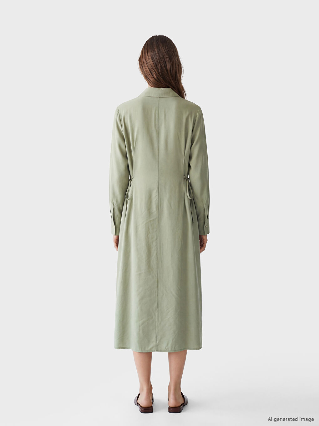 Waist Tied Modal Blend Shirt Dress-2