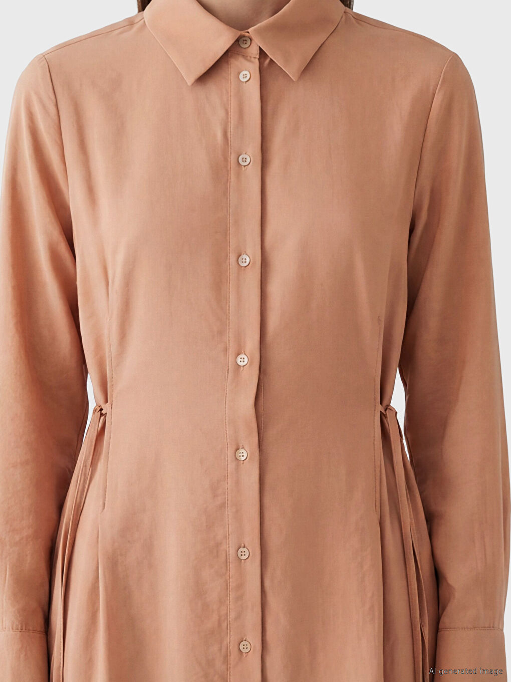 Waist Tied Modal Blend Shirt Dress-1