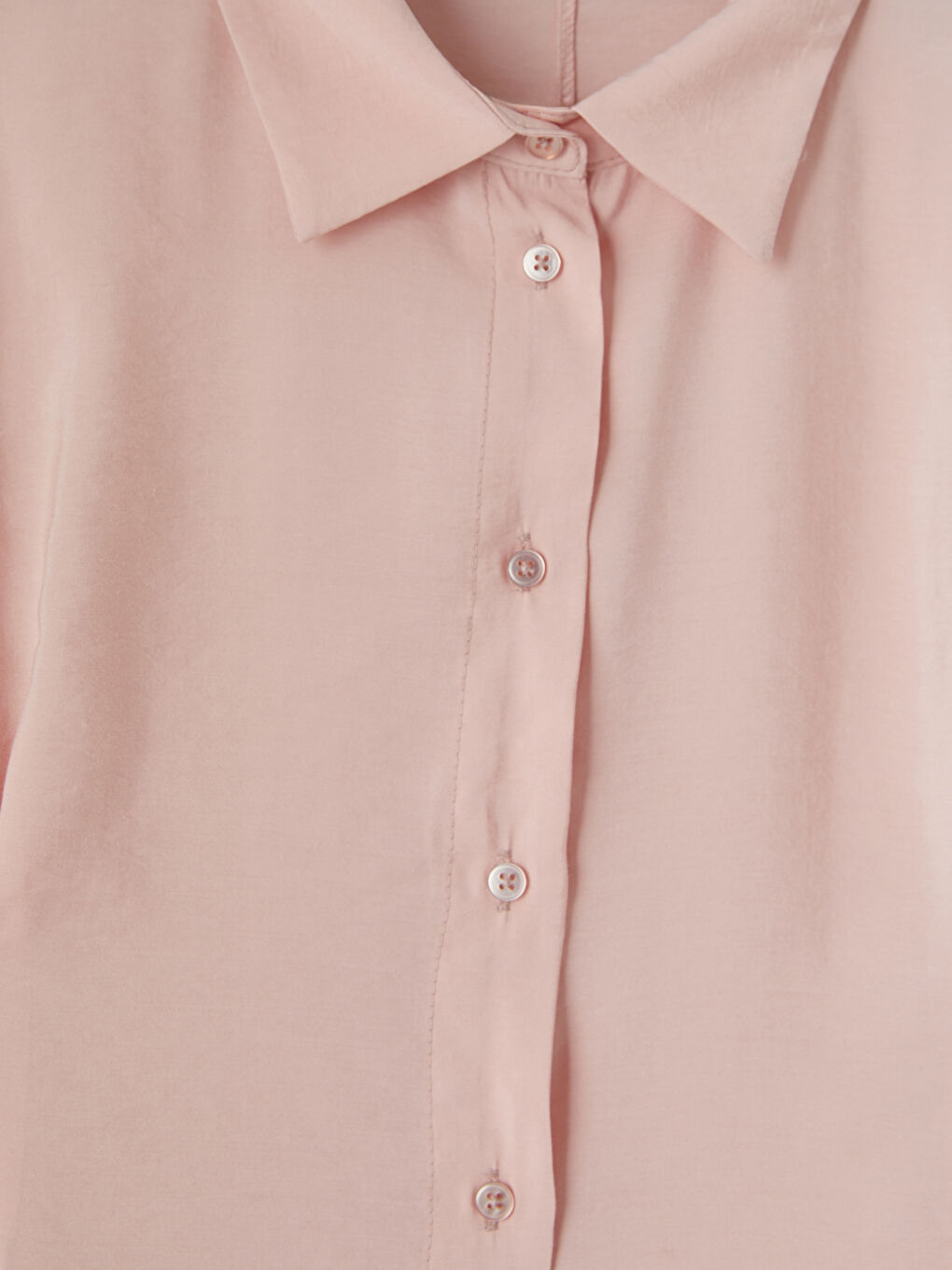 Pembe Beli Bağlamalı Modal Karışımlı Gömlek Elbise-2