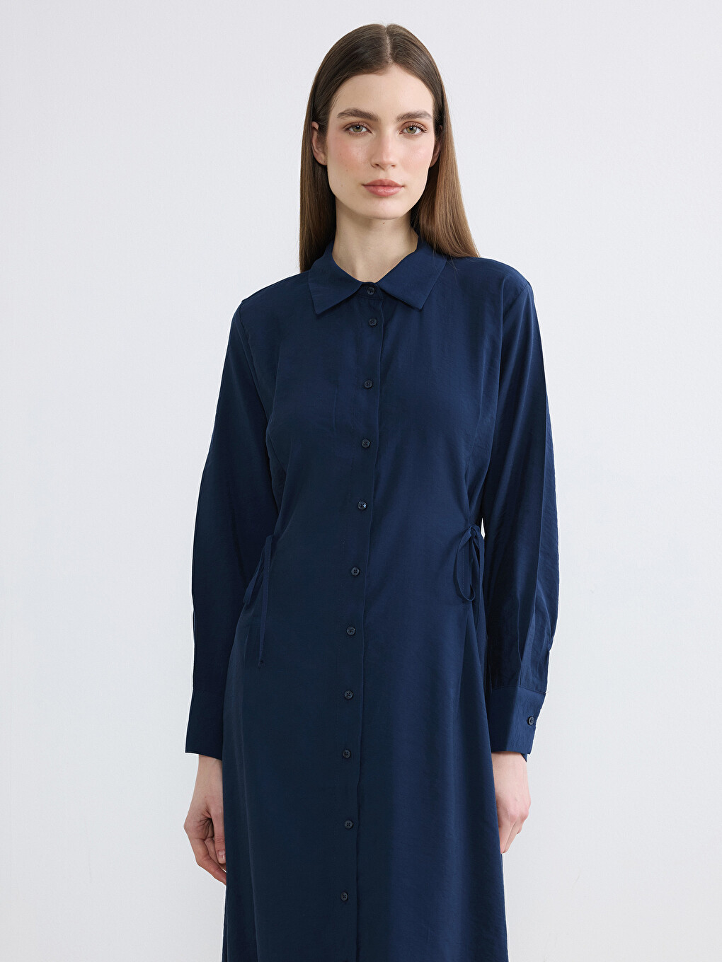 Robe De Chemise En Mélange De Modal Avec Ceinture À La Taille