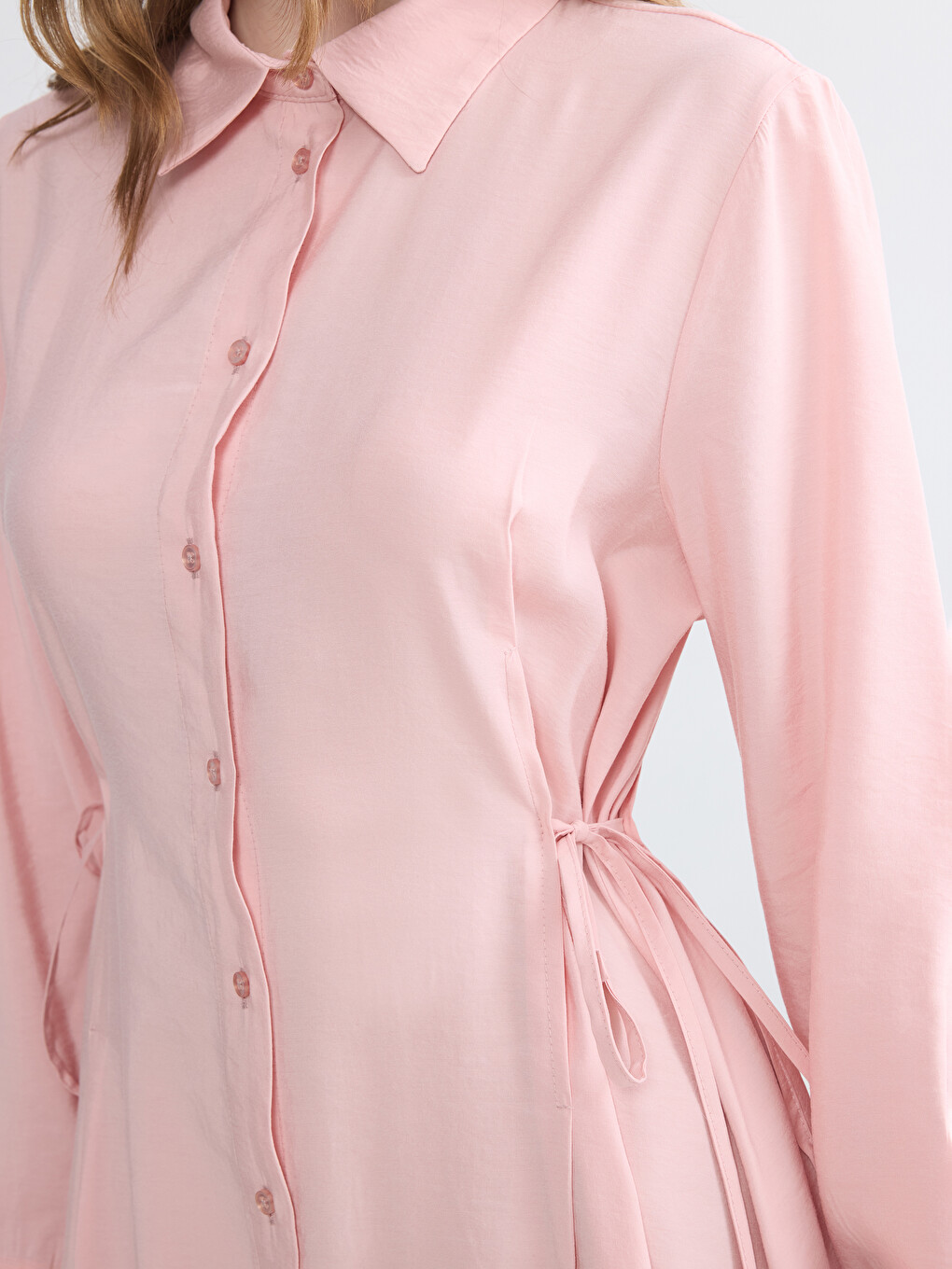 Waist Tied Modal Blend Shirt Dress-2