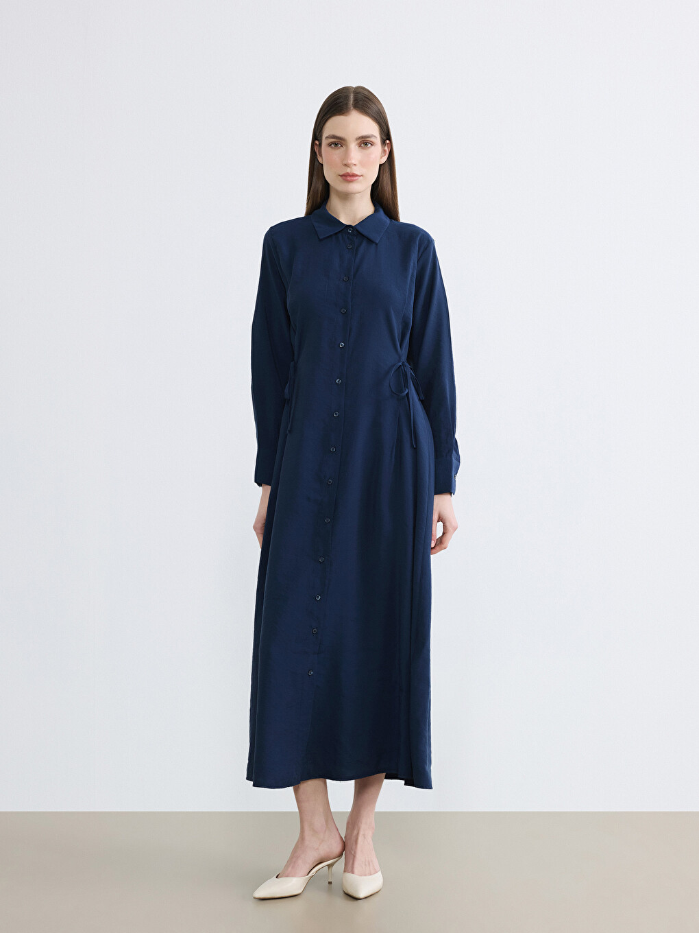 Robe De Chemise En Mélange De Modal Avec Ceinture À La Taille-1