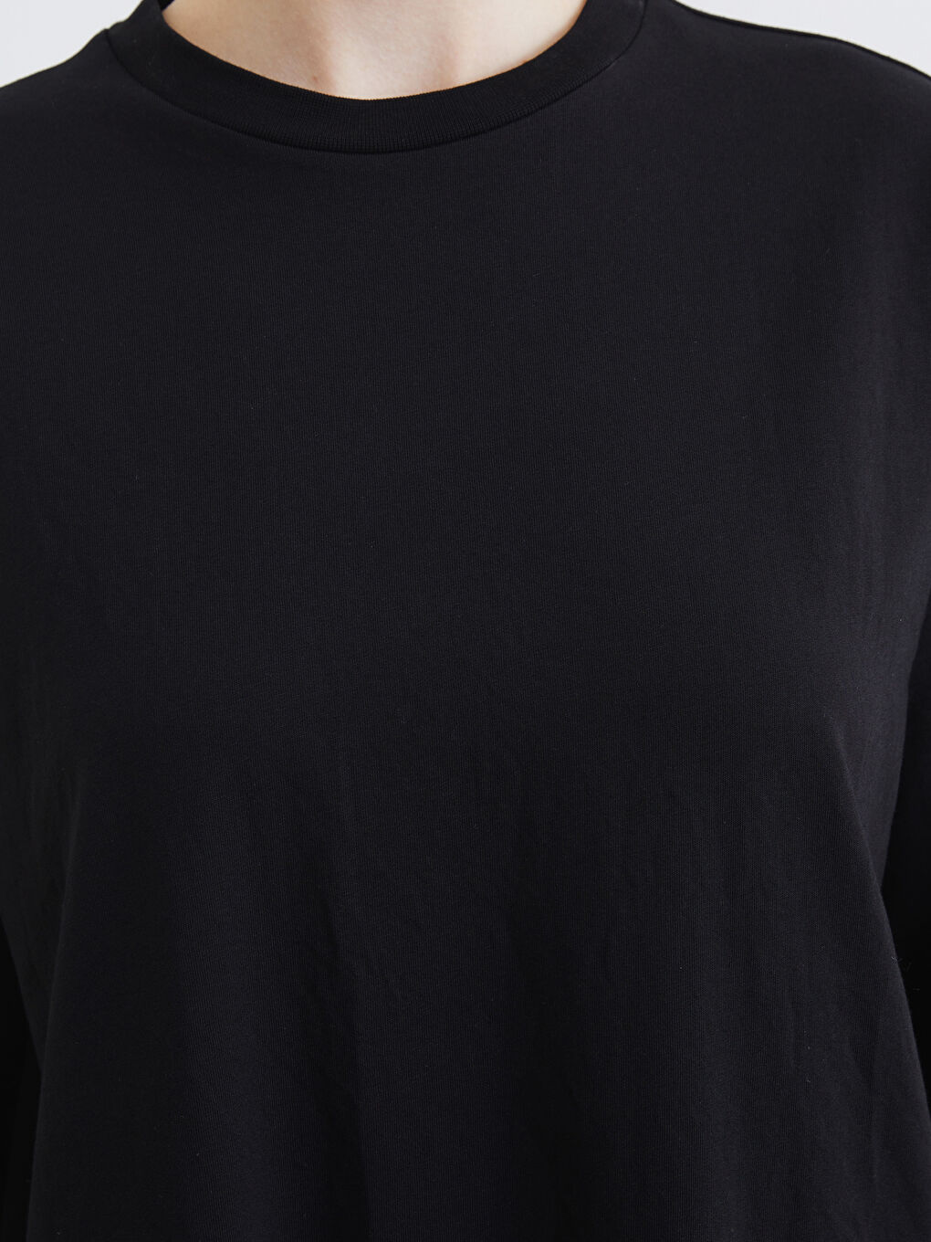 Siyah Bisiklet Yaka Sweat Elbise	-2