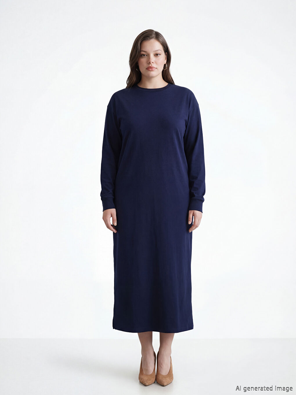Crew Neck Sweatshirt Dress-1