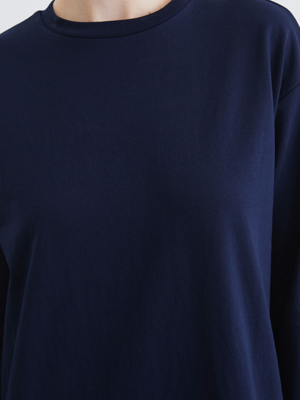 Lacivert Bisiklet Yaka Sweat Elbise	-2