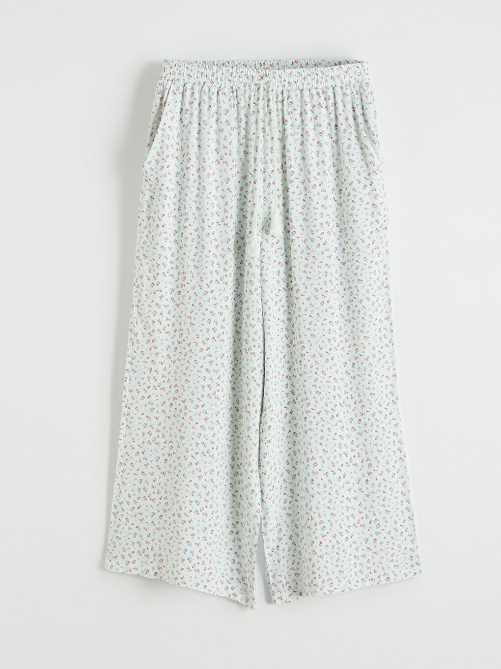 Elastični struk cvetne ženske kapri pidžama donji deo-4