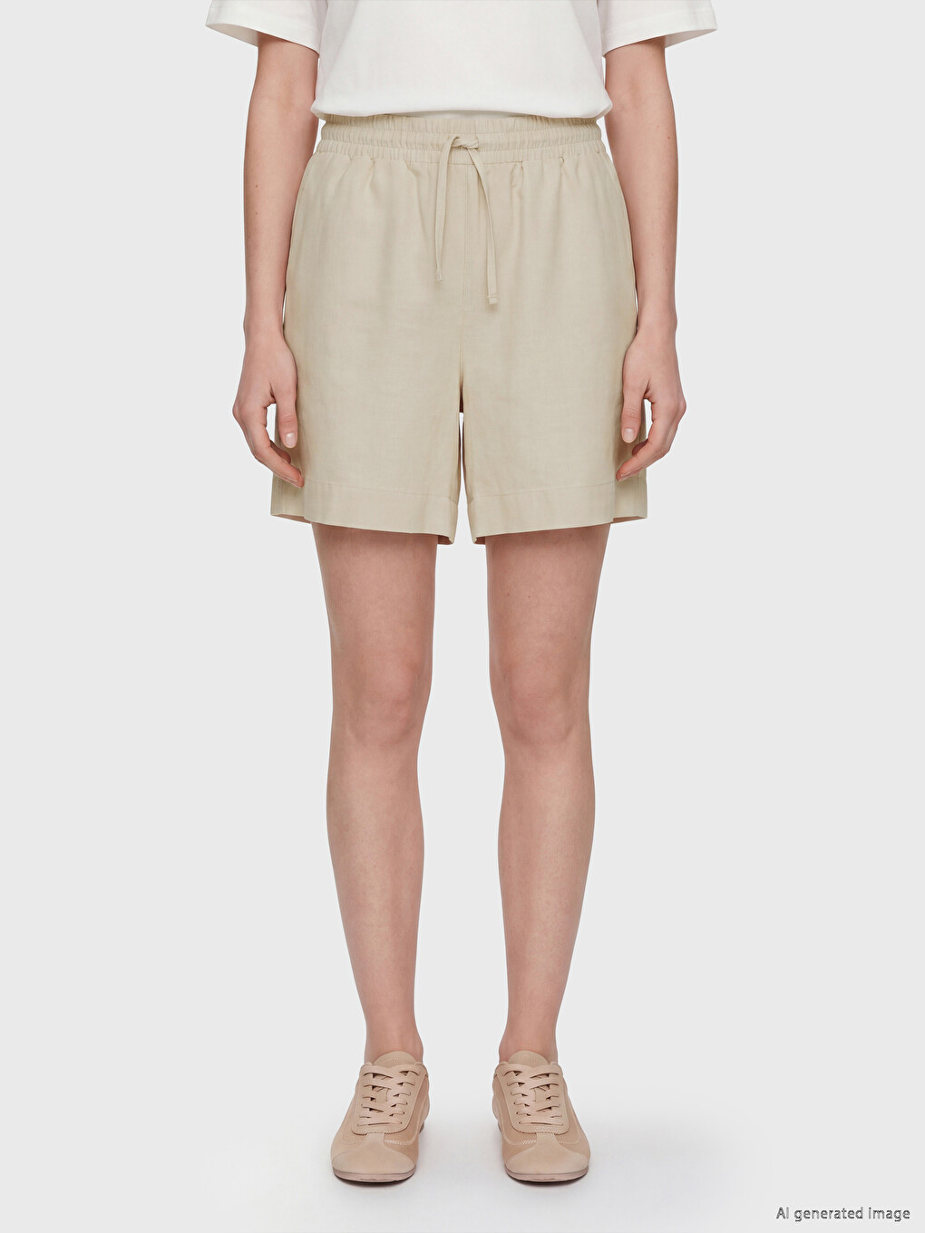 Woman Beige Shorts-1
