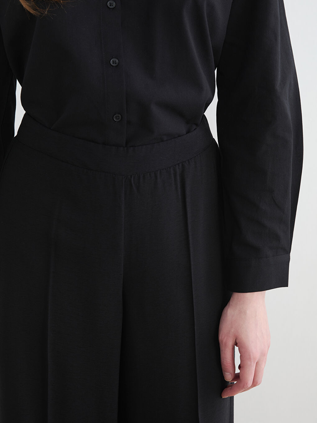 Elastic Waist Wide Leg Women's Trousers-2