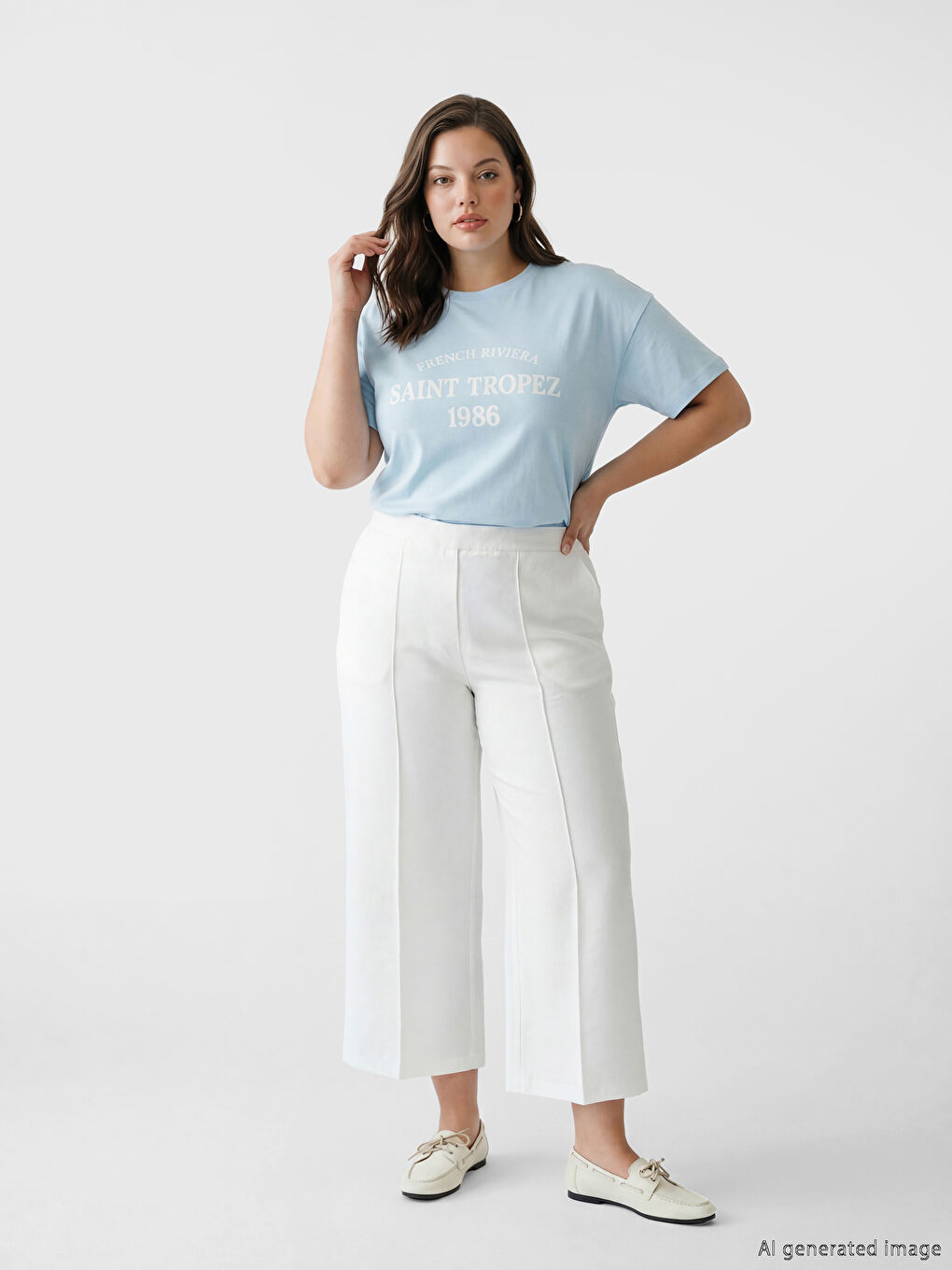 Elastic Waist Wide Leg Women's Trousers