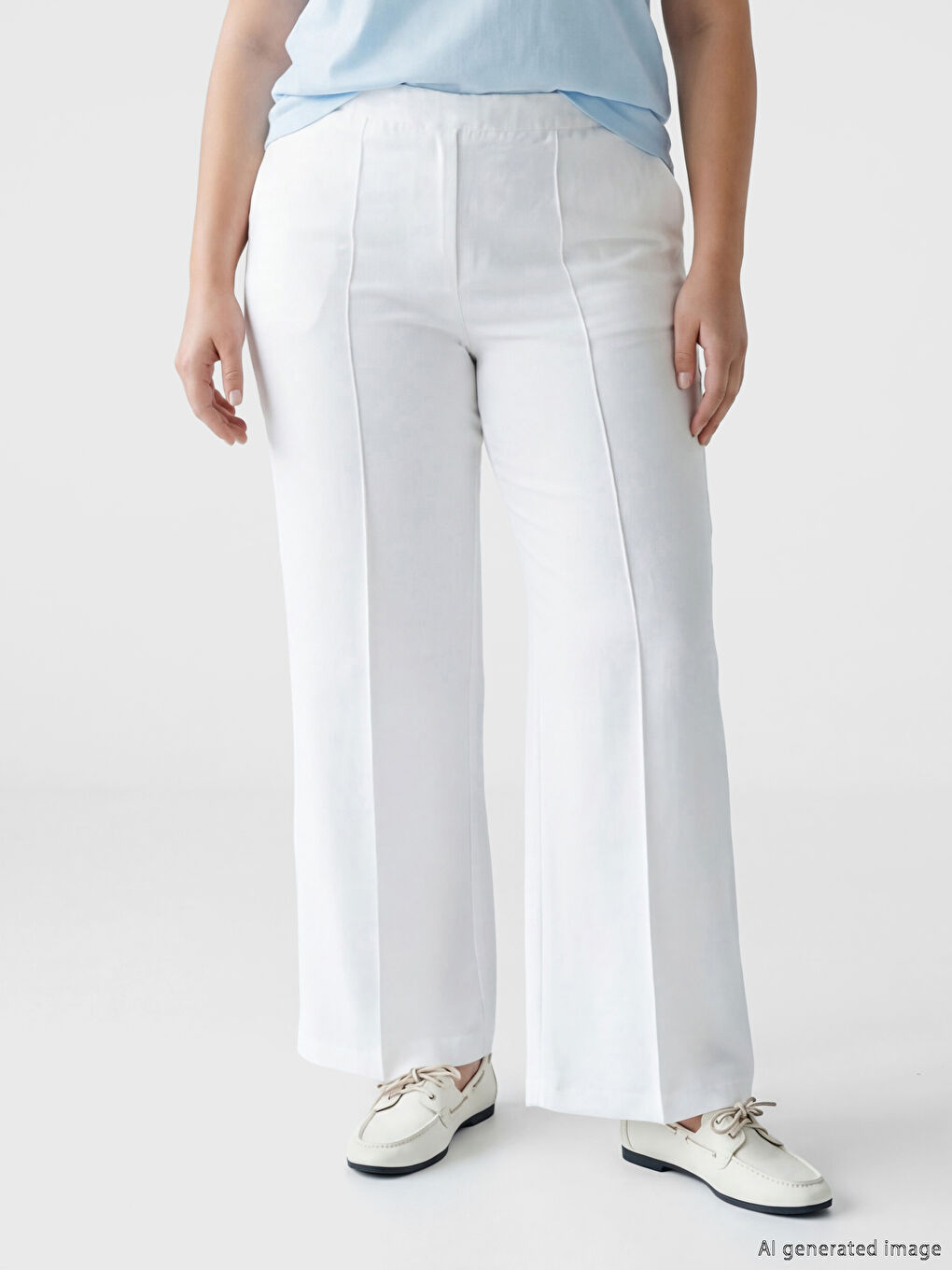 Elastic Waist Wide Leg Women's Trousers-1