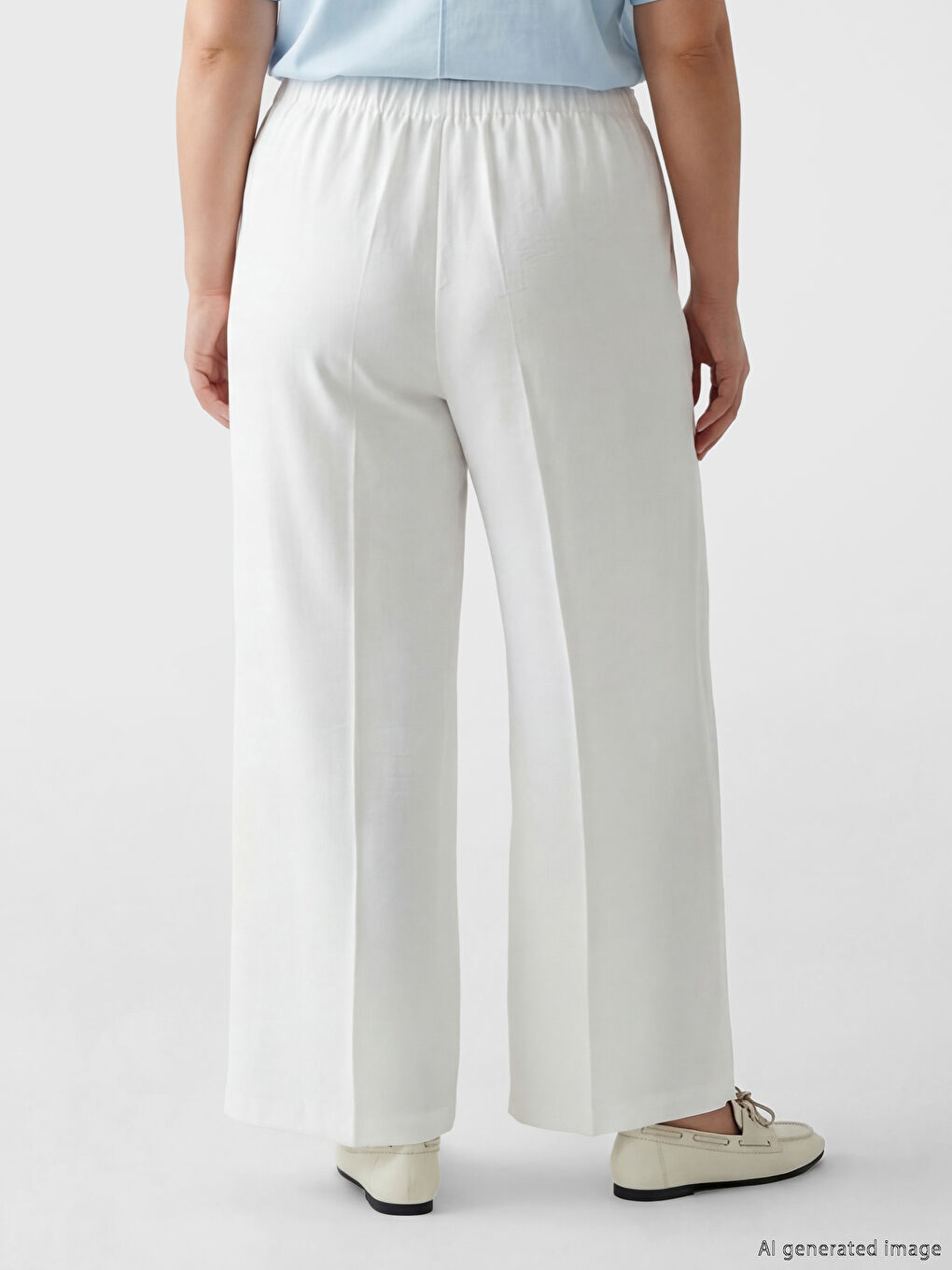 Elastic Waist Wide Leg Women's Trousers-2