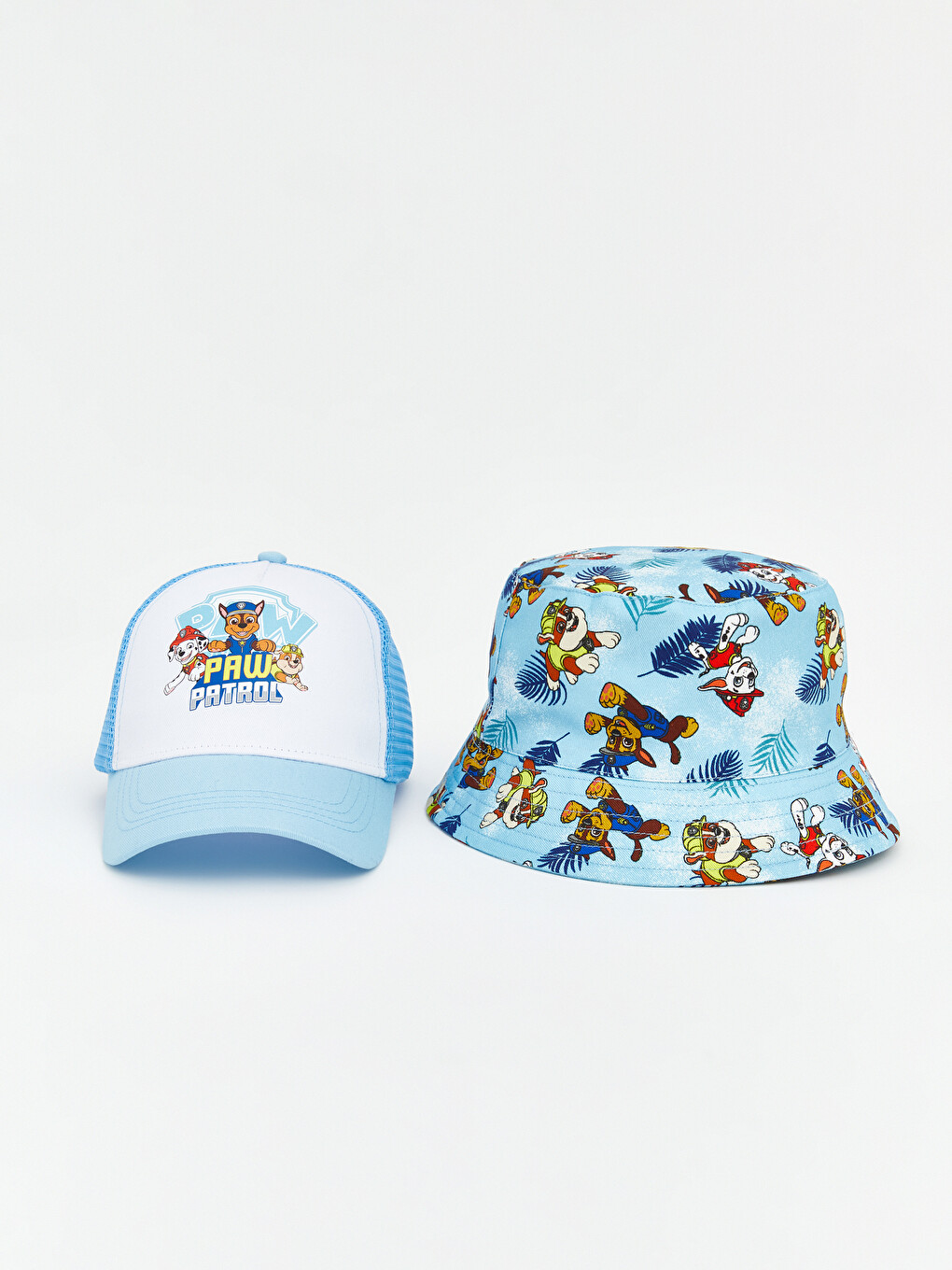 Mavi Paw Patrol Baskılı Erkek Bebek Şapka Seti 2'li