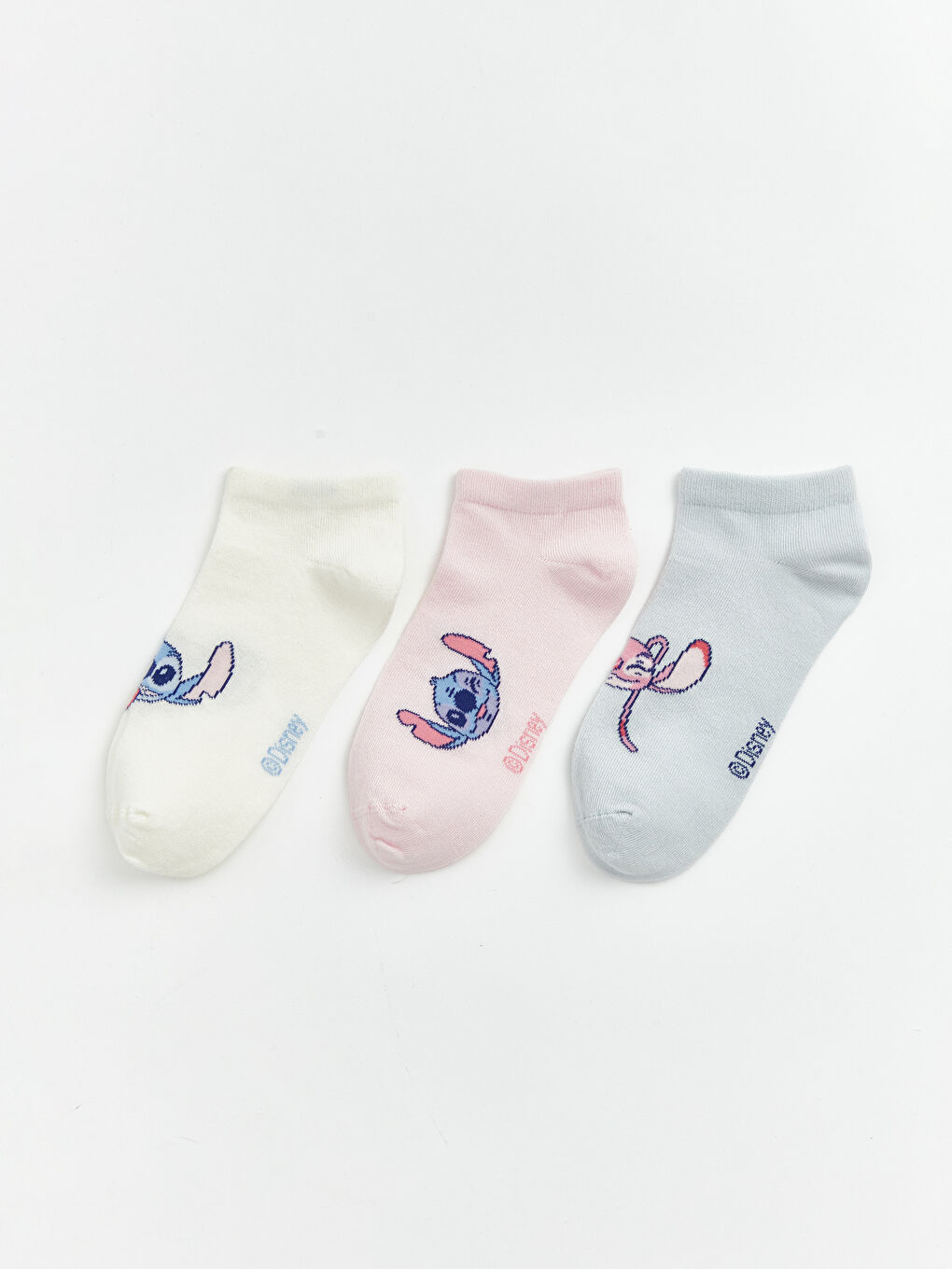 Ekru Stitch Baskılı Kadın Patik Çorap 3'lü