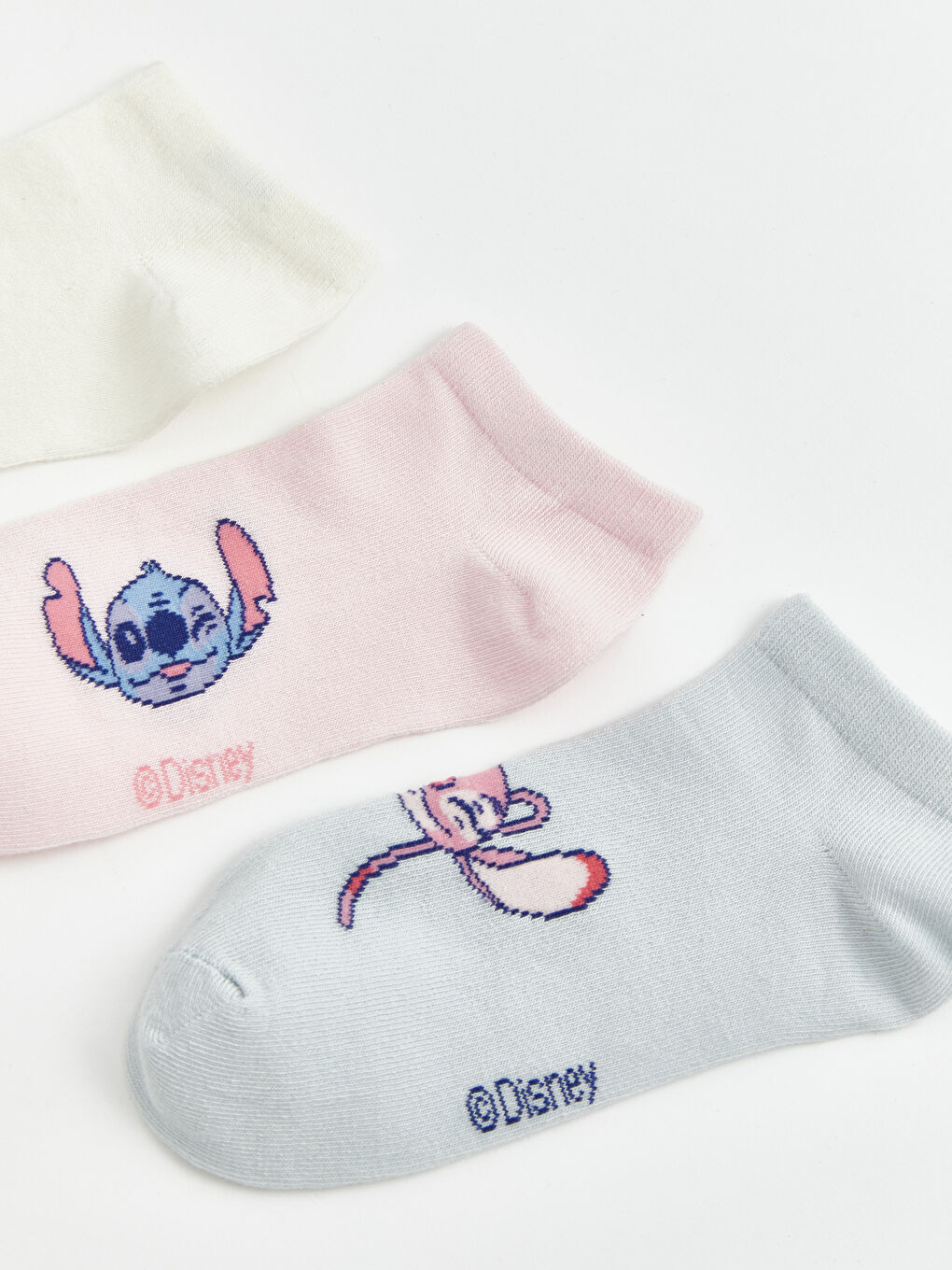 Ekru Stitch Baskılı Kadın Patik Çorap 3'lü-2